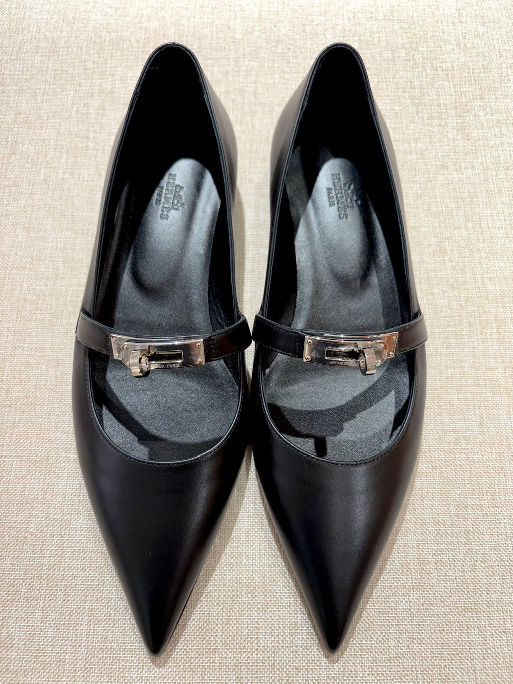 [New] Hermès Kelly Ballet Flat Black Silver 39.5