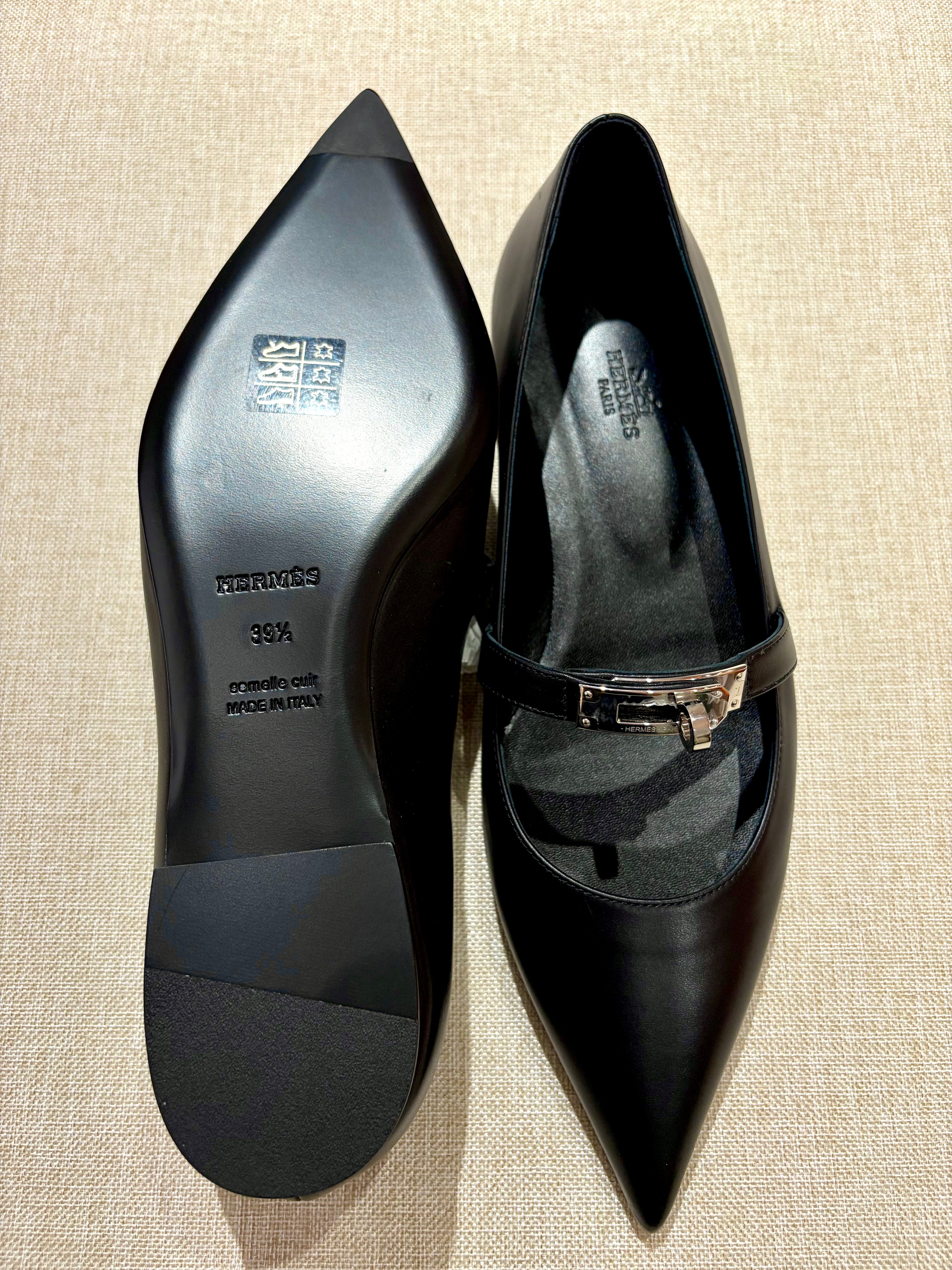 [New] Hermès Kelly Ballet Flat Black Silver 39.5
