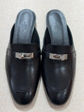 [New] Hermès Oz Mule Black Silver 39.5