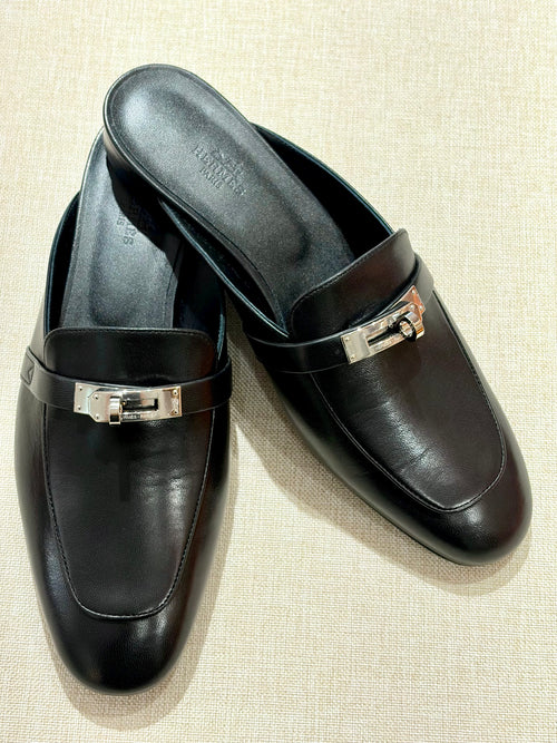 [New] Hermès Oz Mule Black Silver 39.5