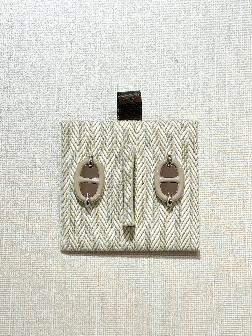 [New] Hermès Mini Maillon Earrings Marron Glacé Silver