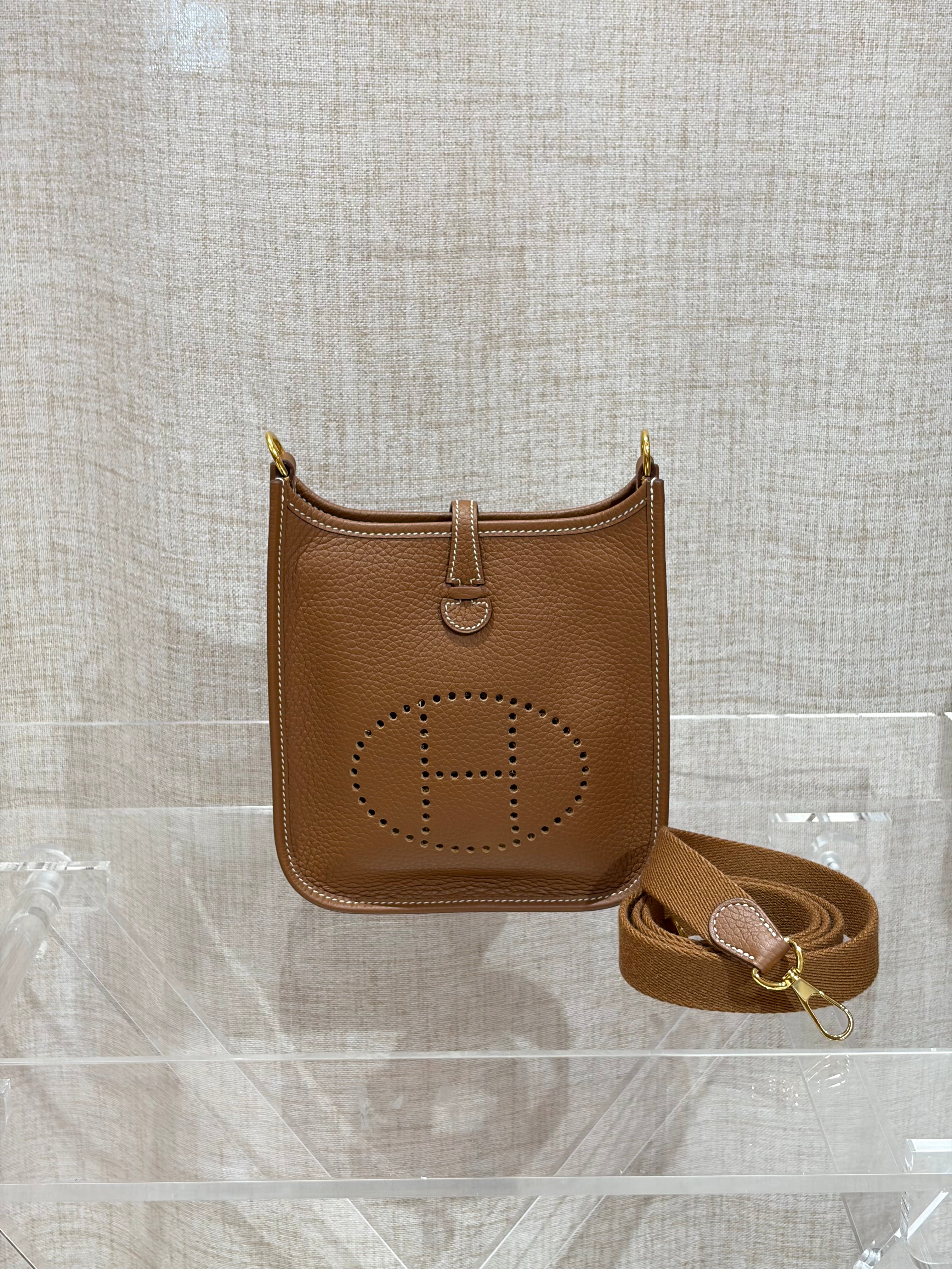 [Preloved] Hermès Mini Evelyne Gold TC CC