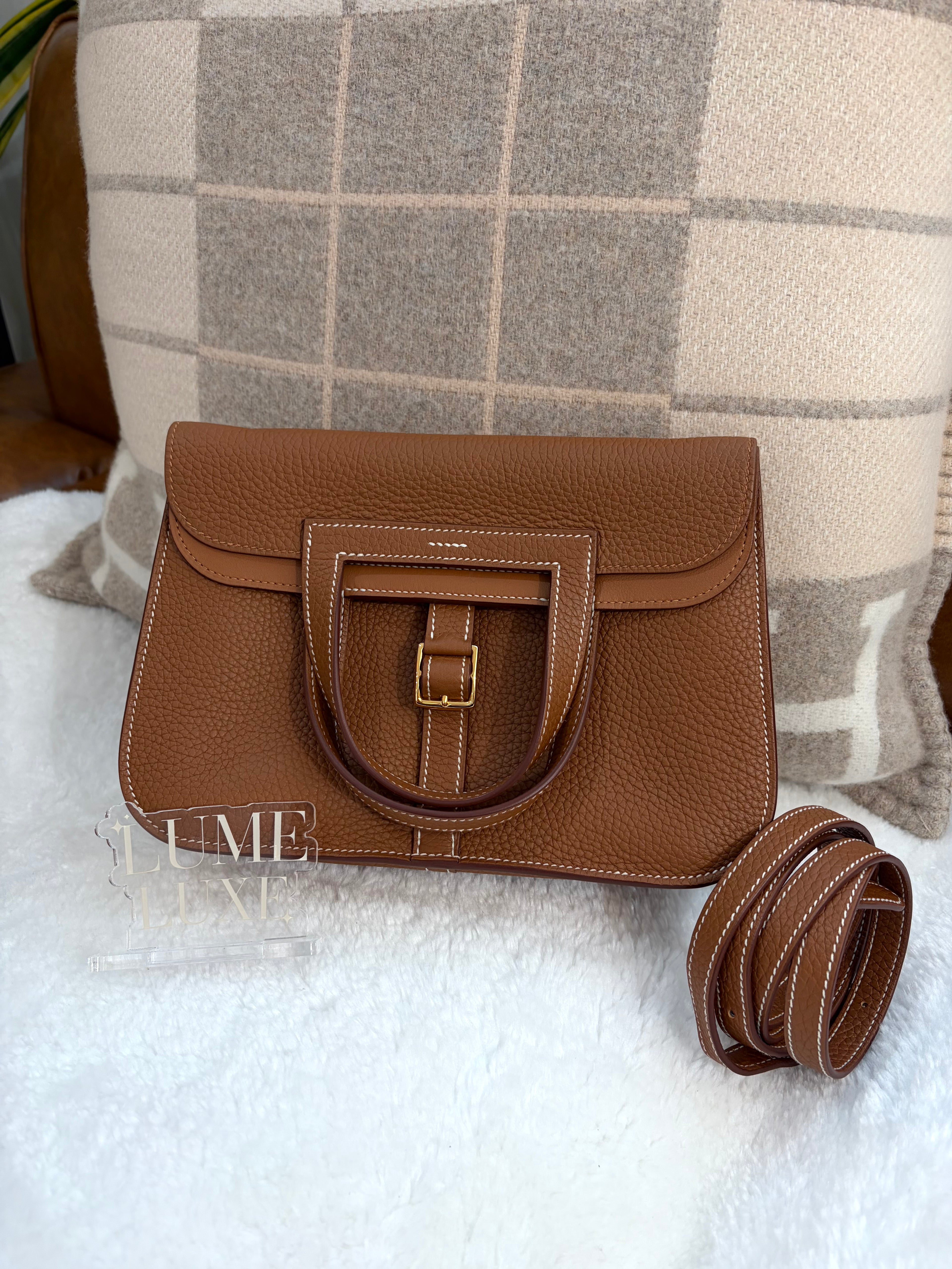 [Preloved] Hermès Halzan 25 Gold TC CC