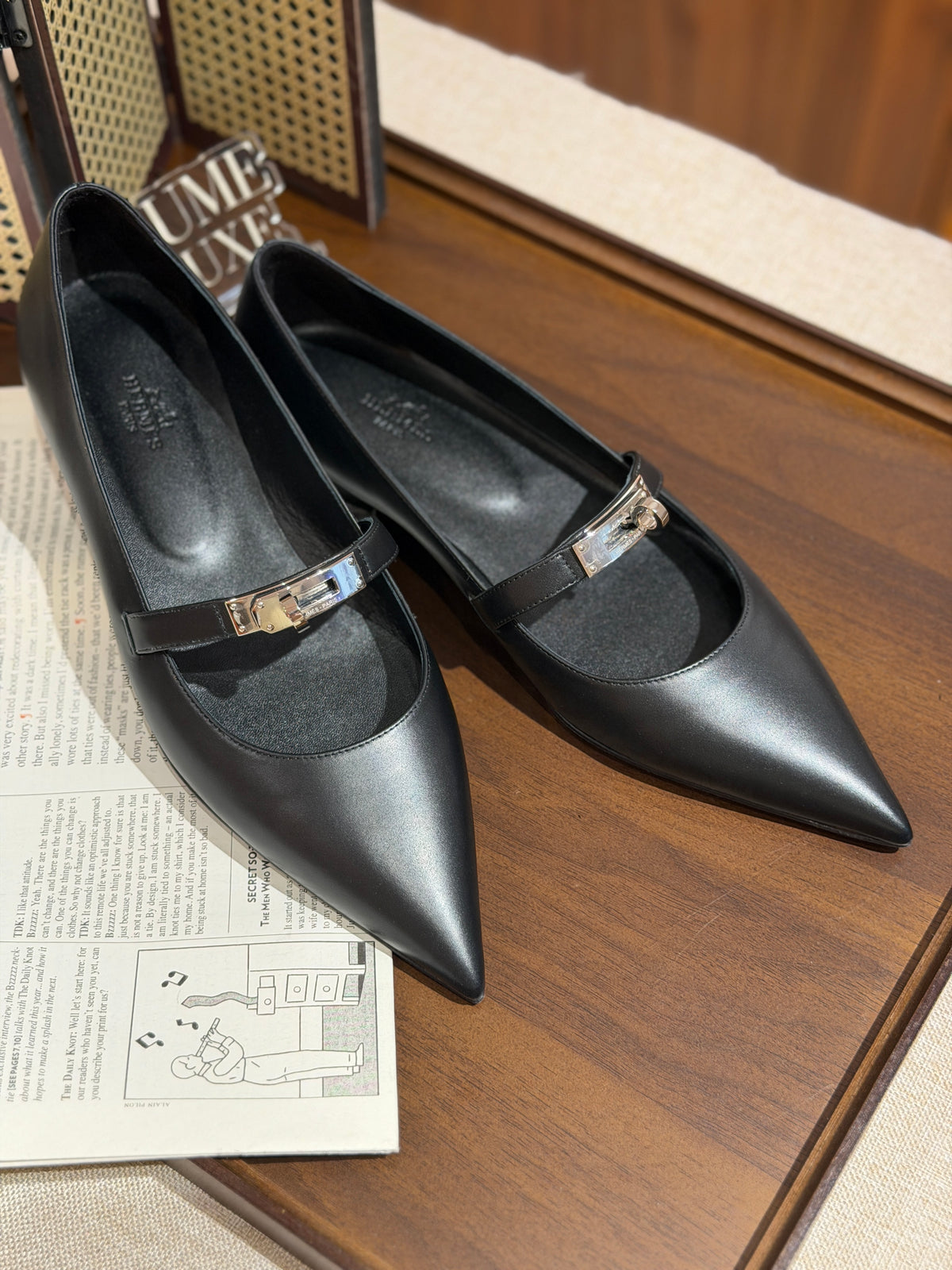 [New] Hermès Kelly Ballet Flat Black Silver 39.5