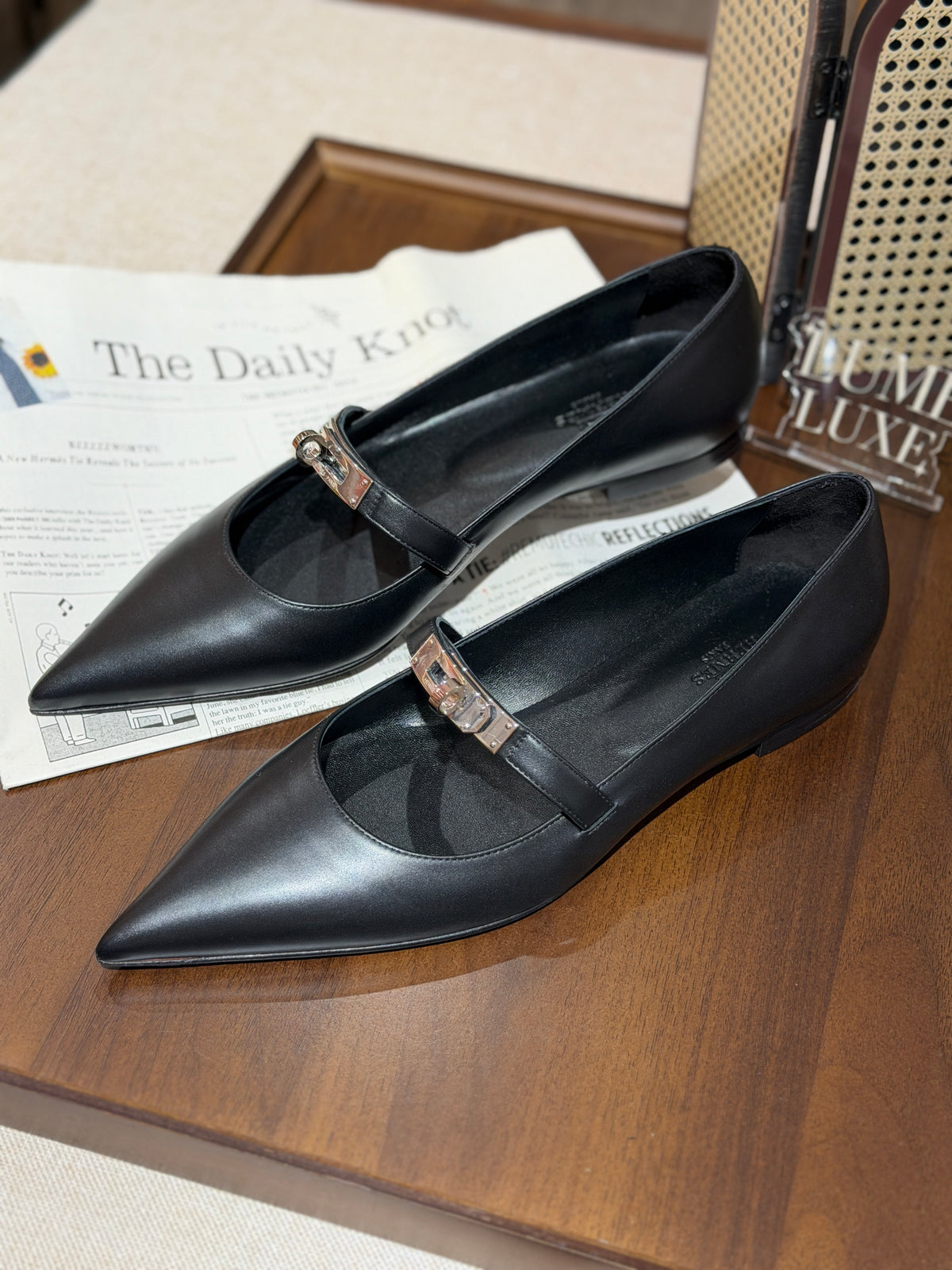 [New] Hermès Kelly Ballet Flat Black Silver 39.5