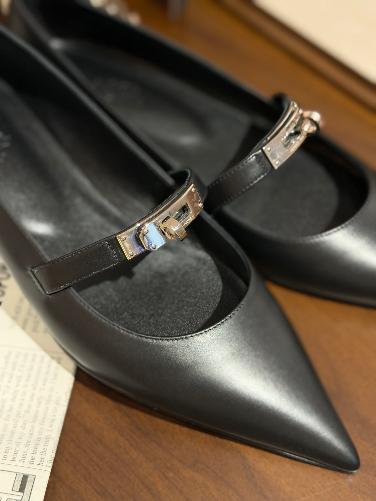 [New] Hermès Kelly Ballet Flat Black Silver 39.5