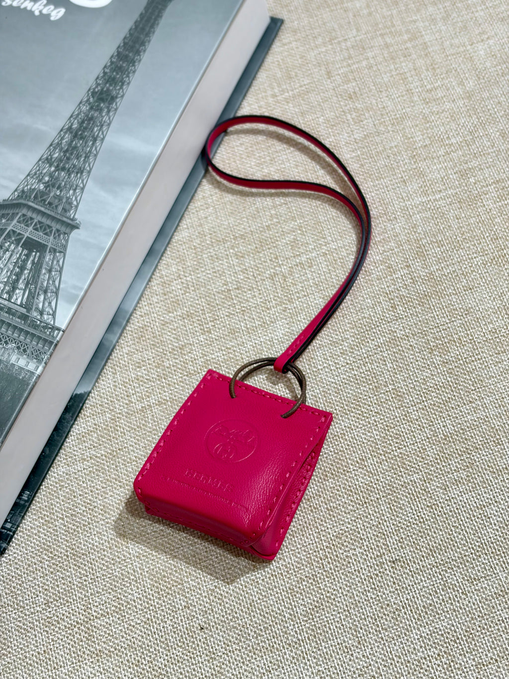 [New] Hermès Shopping Bag Charm Rose Mexico