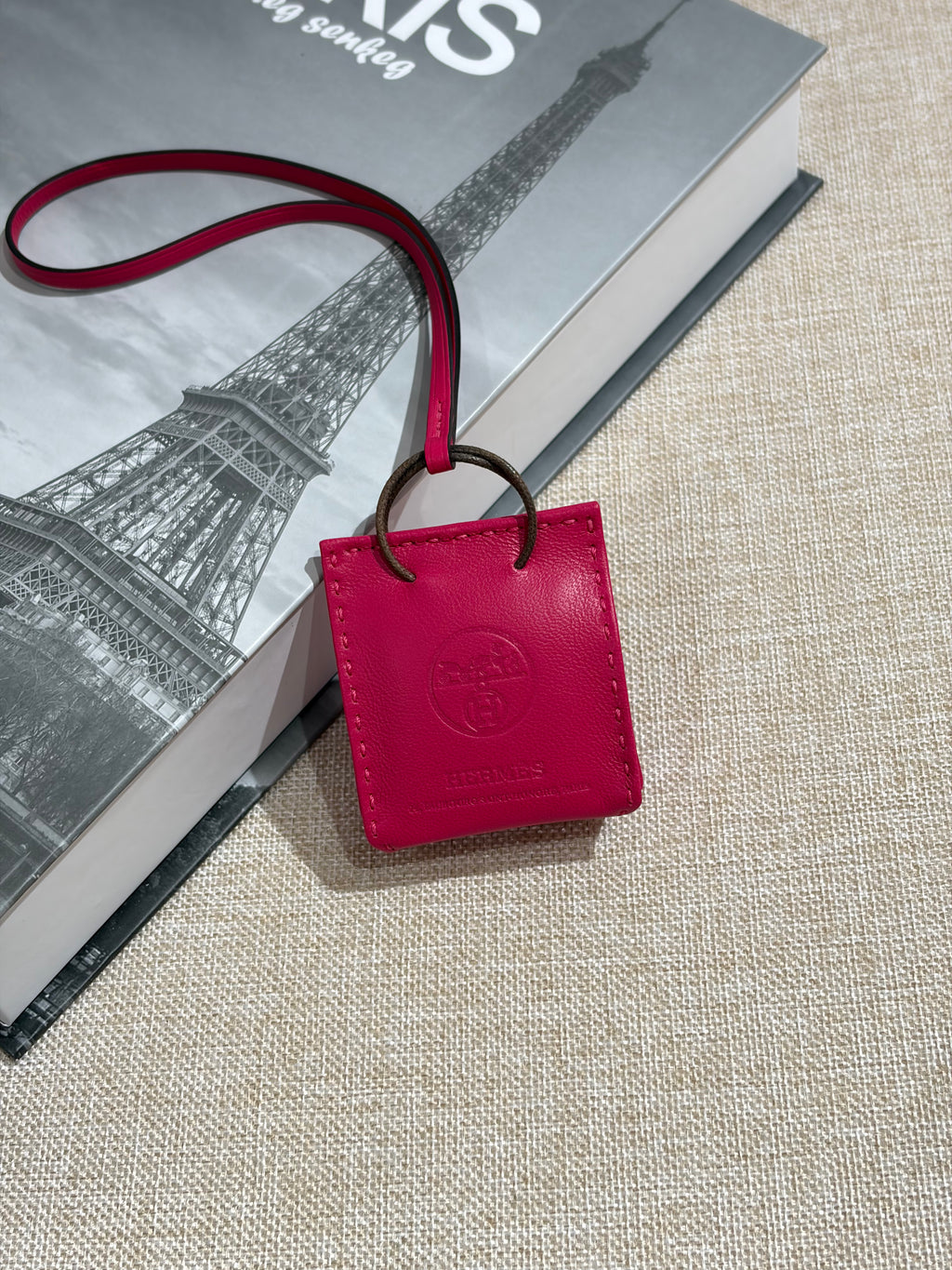 [New] Hermès Shopping Bag Charm Rose Mexico