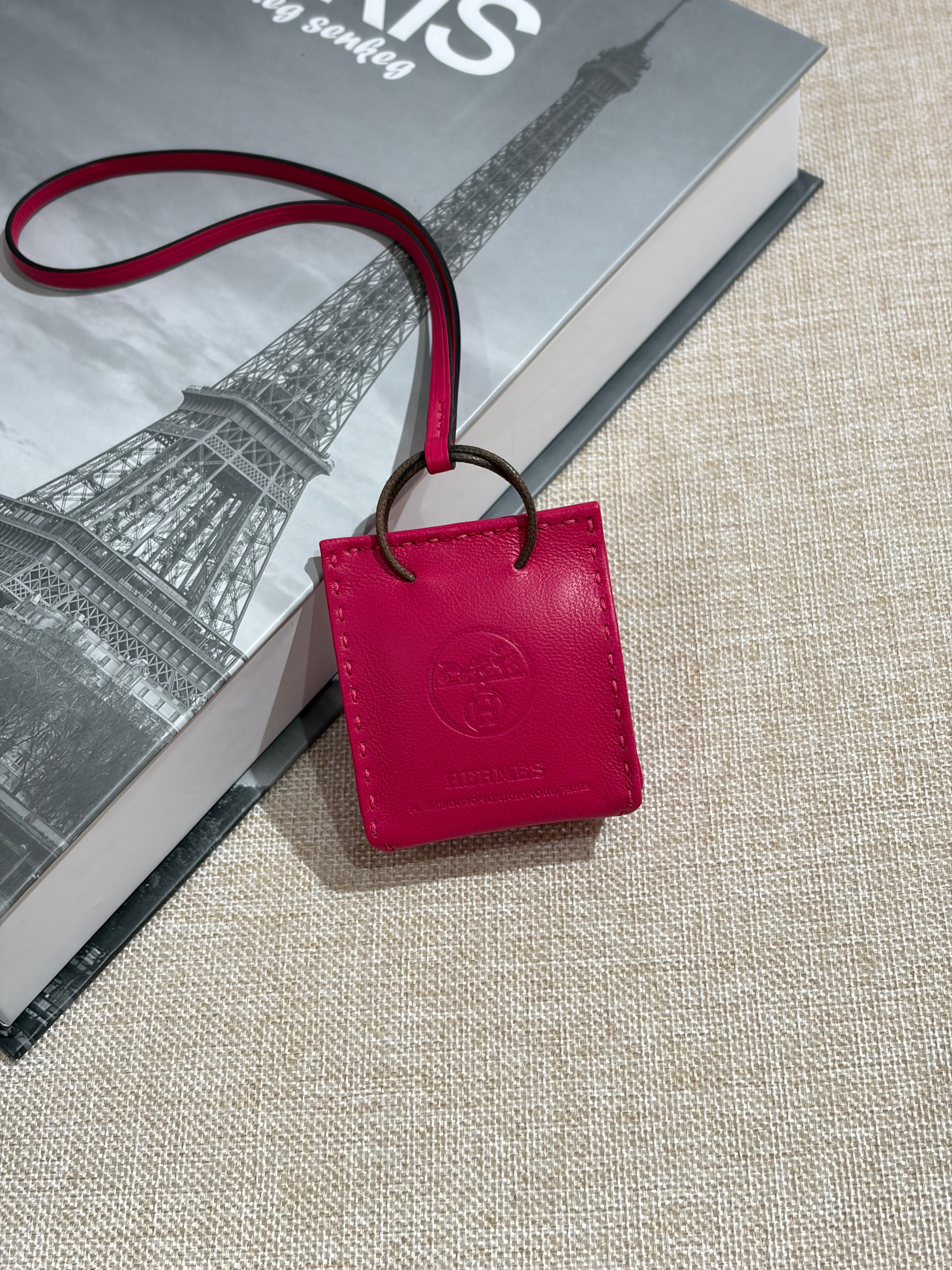 [New] Hermès Shopping Bag Charm Rose Mexico