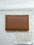 [Preloved] Hermès Calvi card holder Gold Epsom