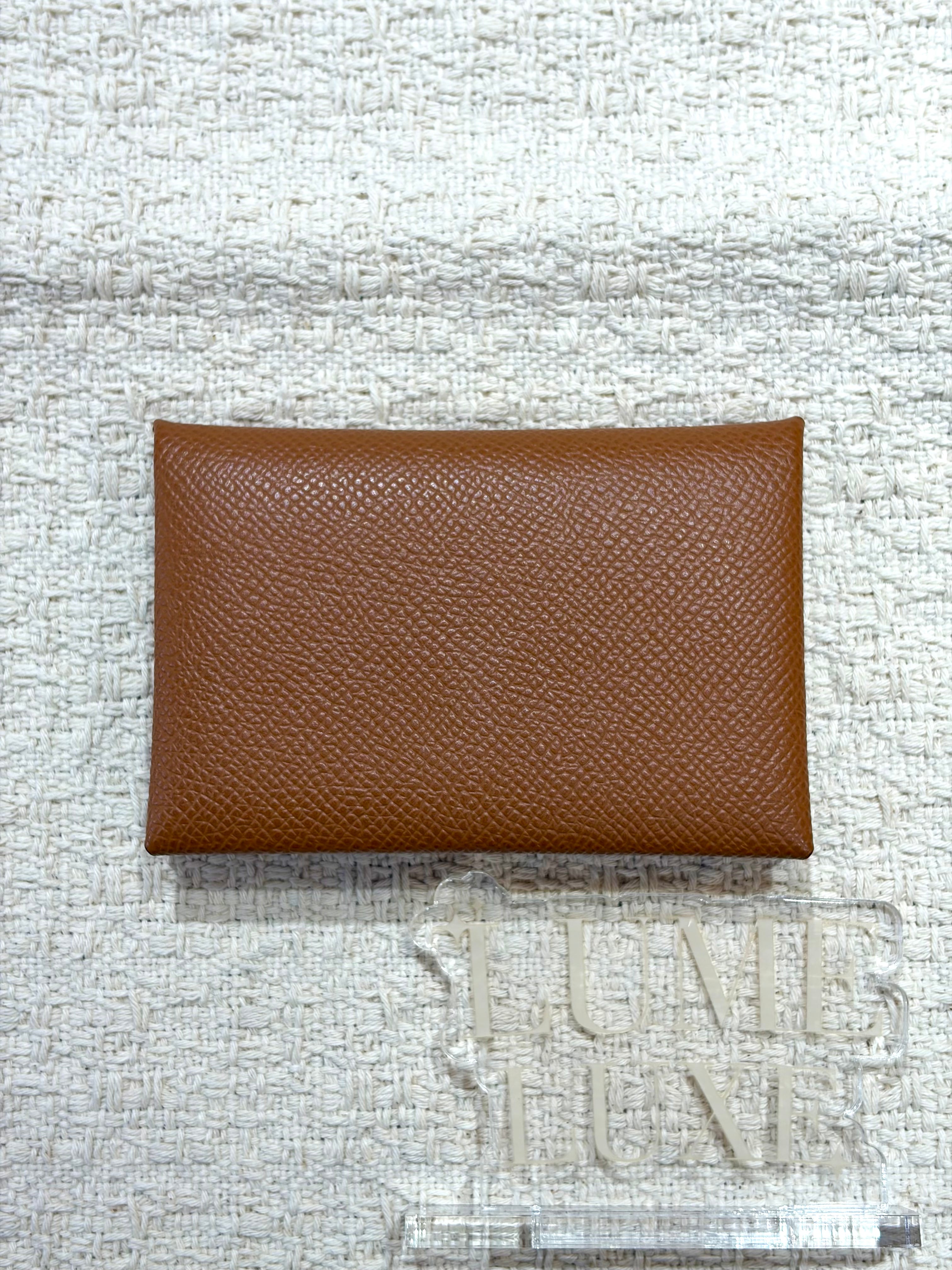 [Preloved] Hermès Calvi card holder Gold Epsom