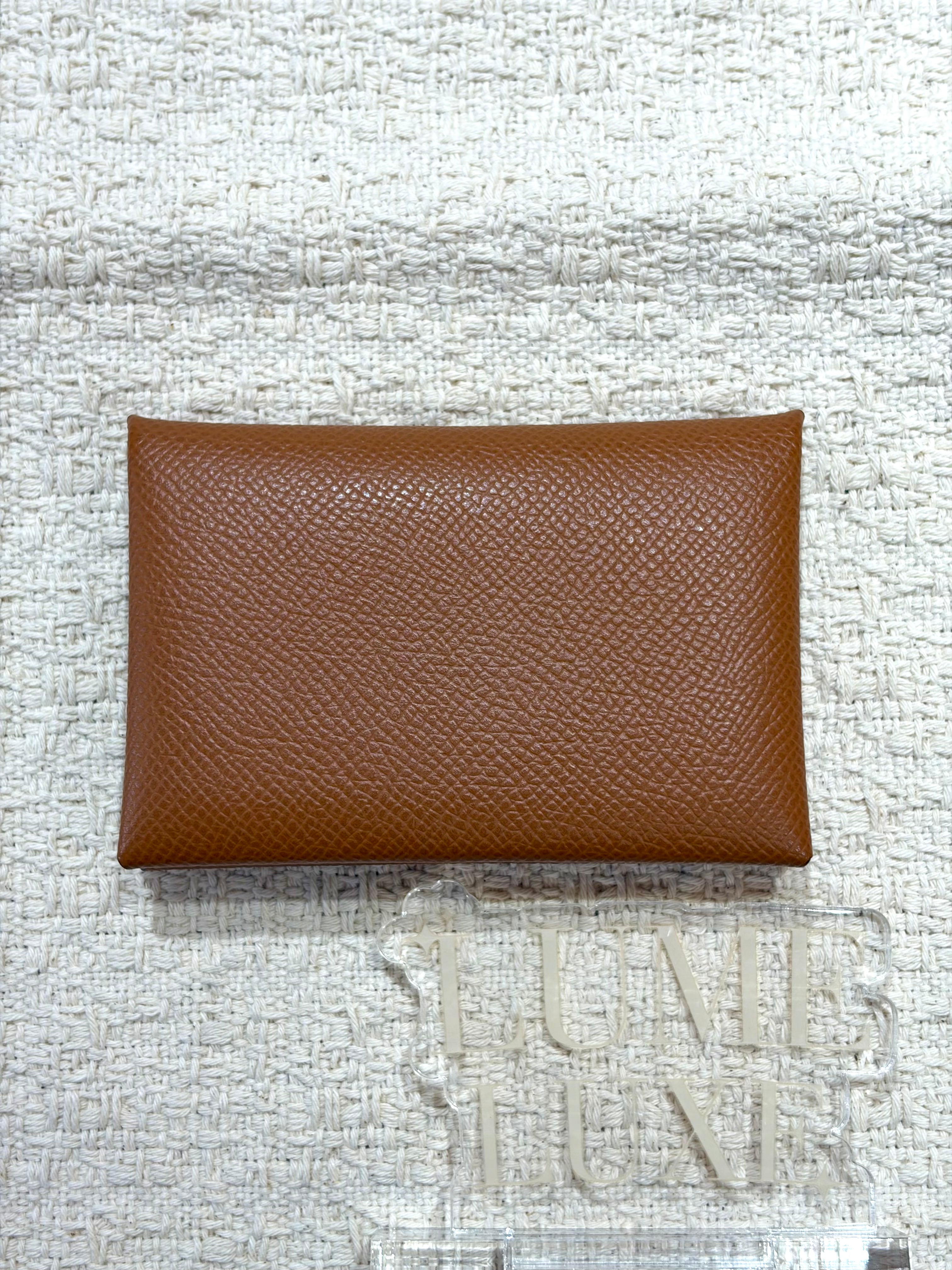 [Preloved] Hermès Calvi card holder Gold Epsom