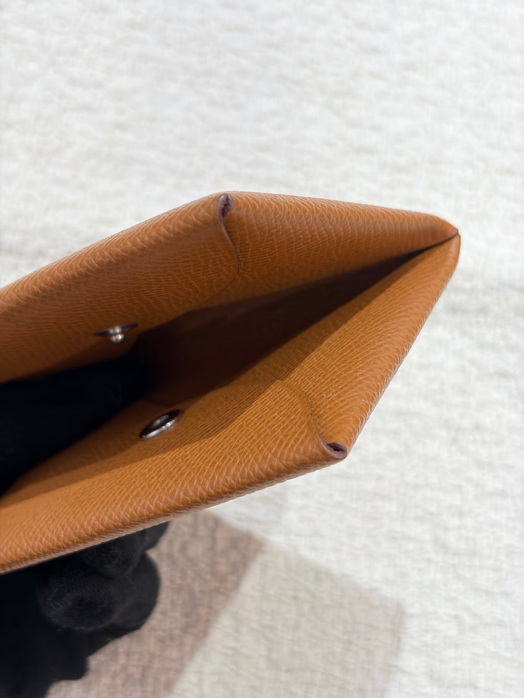 [Preloved] Hermès Calvi card holder Gold Epsom