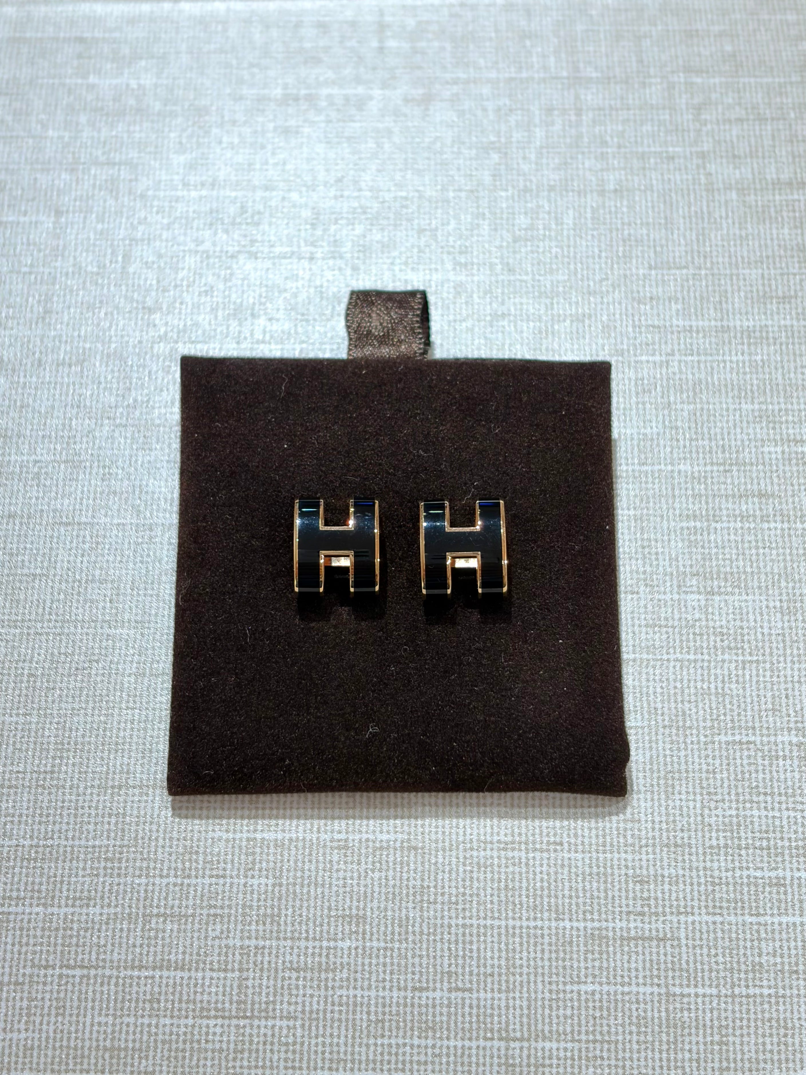 [Preloved] Hermès Pop H Earrings Black Rosegold