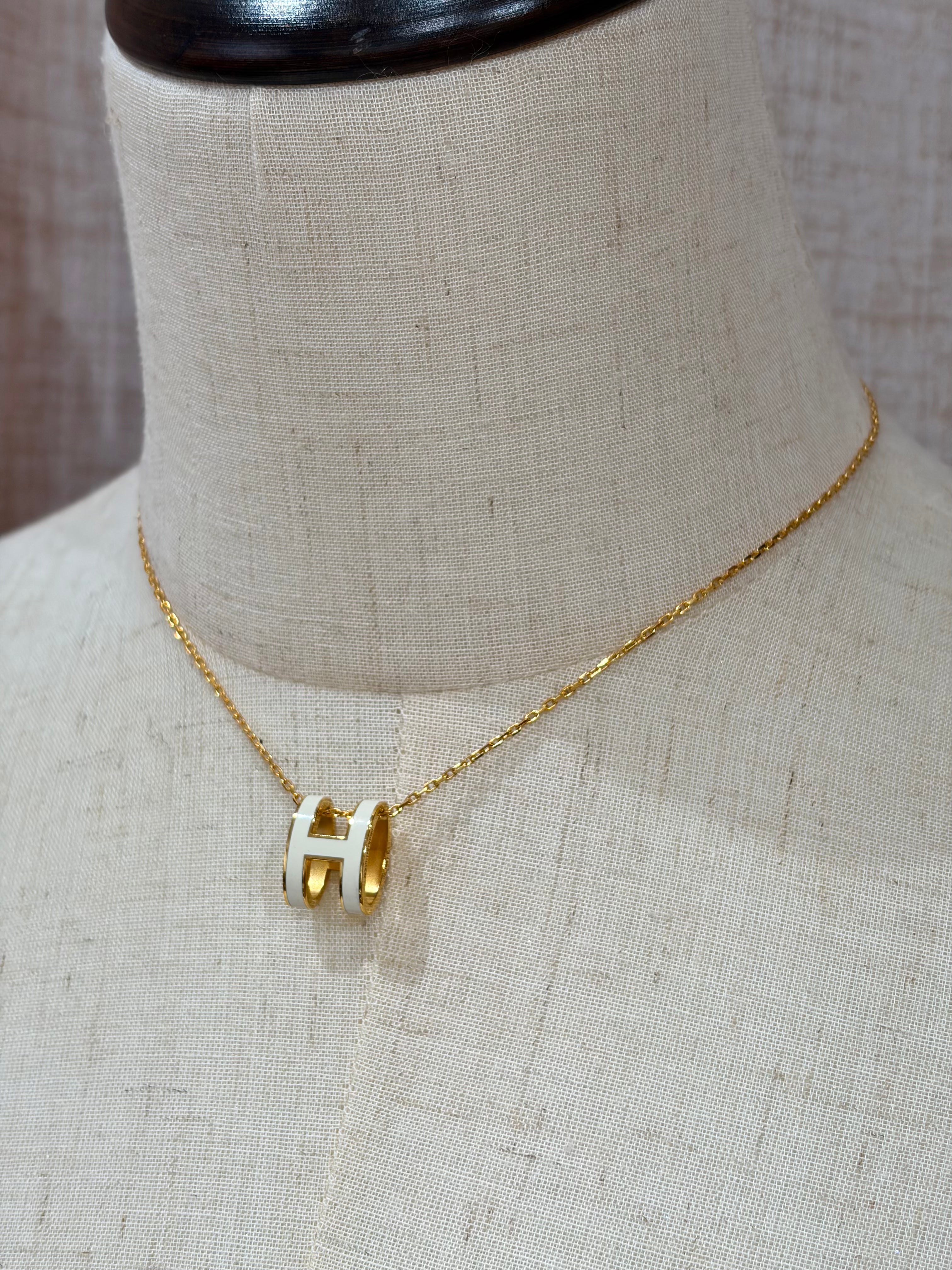 [Preloved] Hermès Pop H Pendant Craie Gold