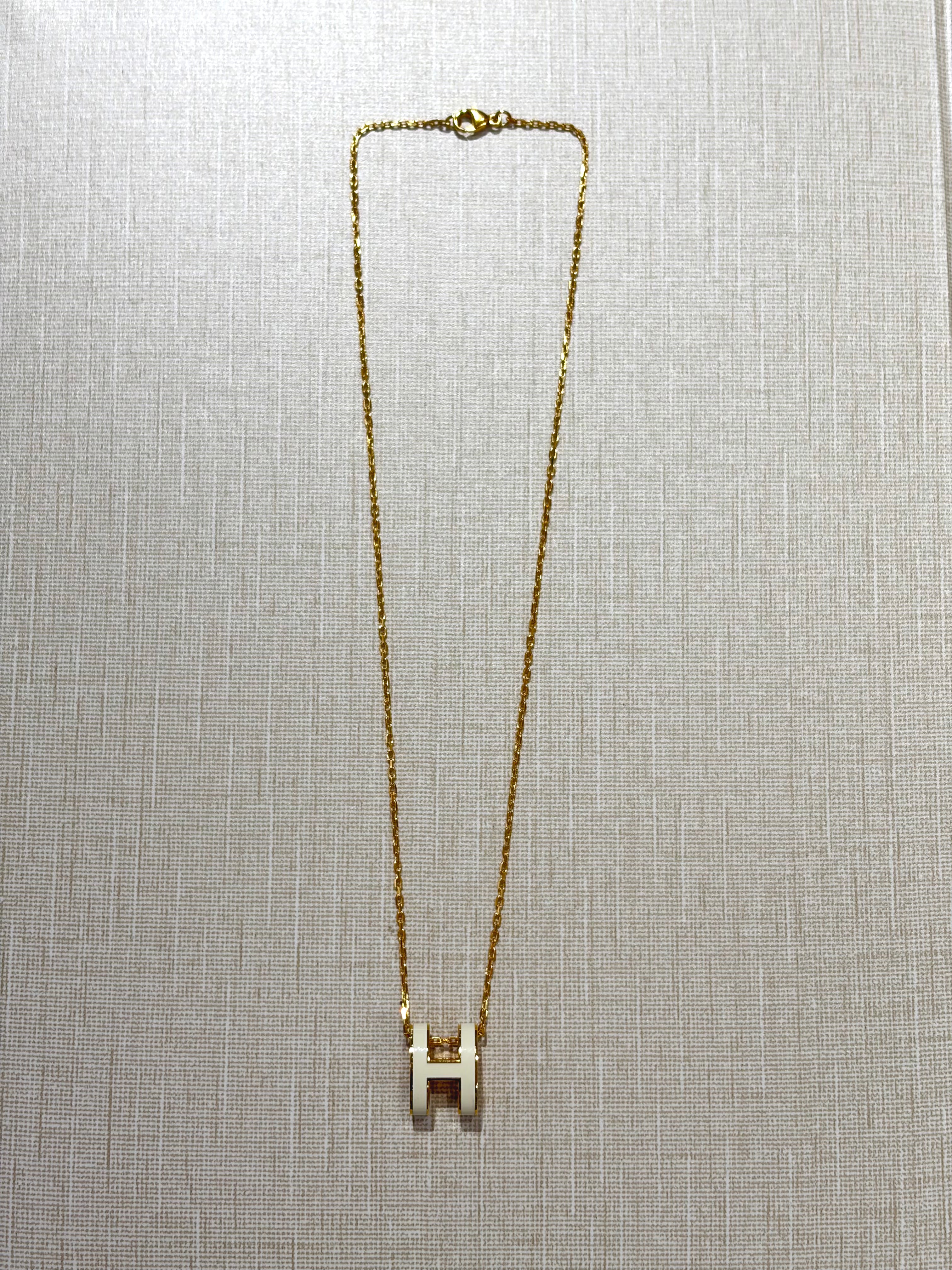 [Preloved] Hermès Pop H Pendant Craie Gold