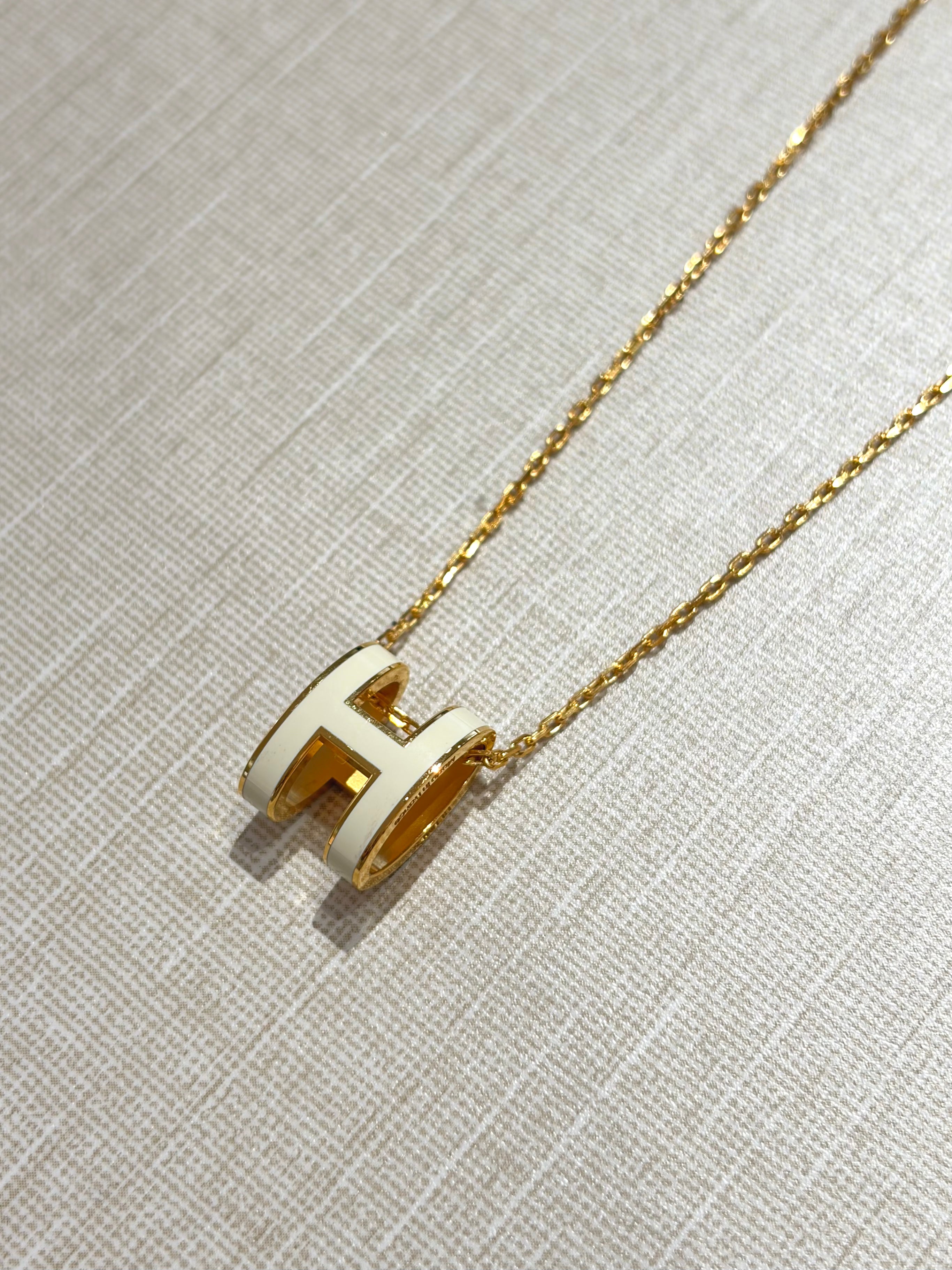 [Preloved] Hermès Pop H Pendant Craie Gold