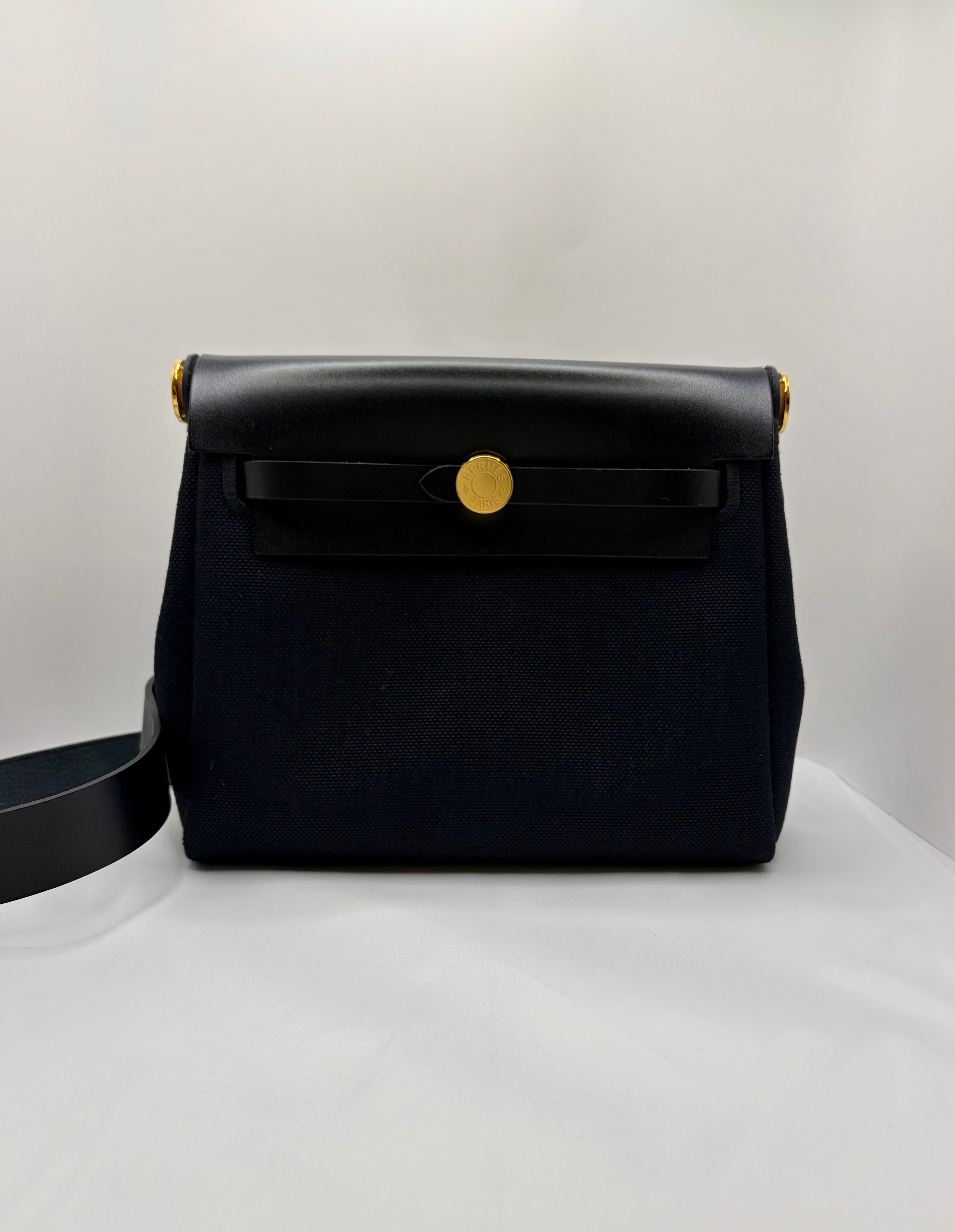 [Preloved] Hermès Mini Herbag Noir/Noir Canvas CC