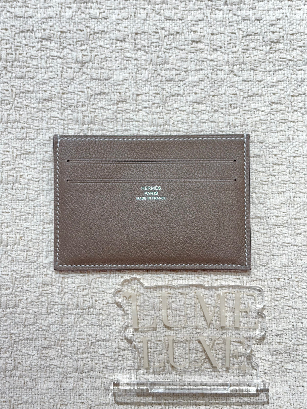 [New] Hermès Citizen Twill card holder Etoupe Evercolor