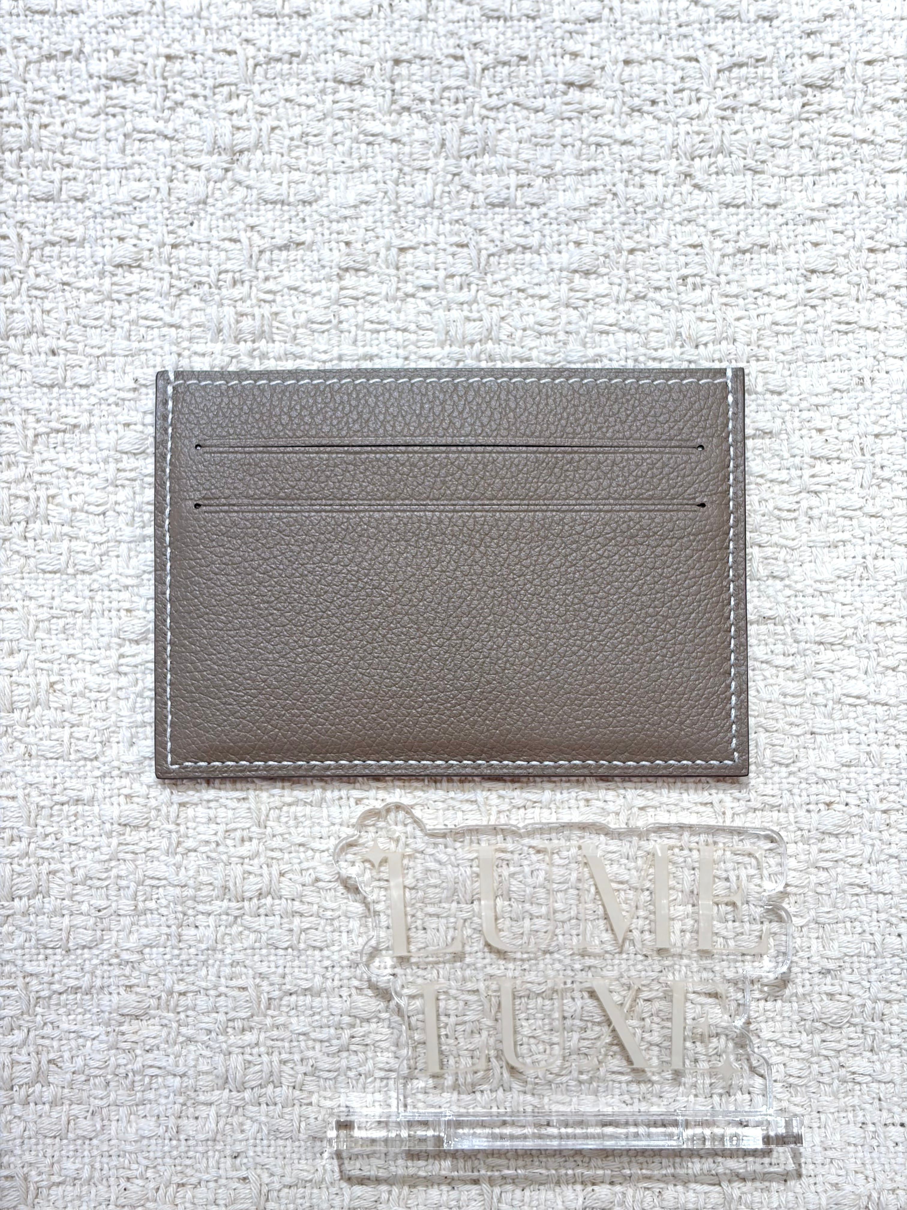 [New] Hermès Citizen Twill card holder Etoupe Evercolor