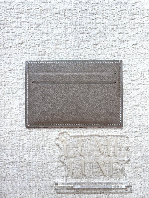 [New] Hermès Citizen Twill card holder Etoupe Evercolor