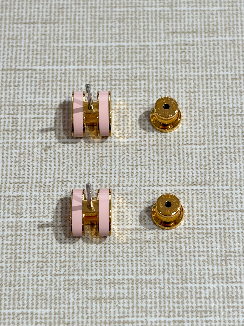 [Preloved] Hermès Mini Pop H Earrings Rose Dragee Gold