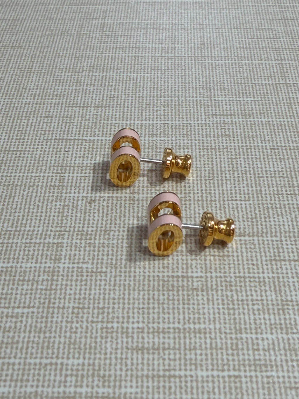 [Preloved] Hermès Mini Pop H Earrings Rose Dragee Gold