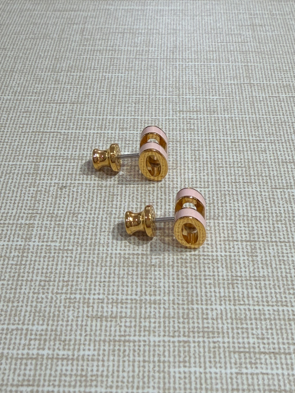 [Preloved] Hermès Mini Pop H Earrings Rose Dragee Gold