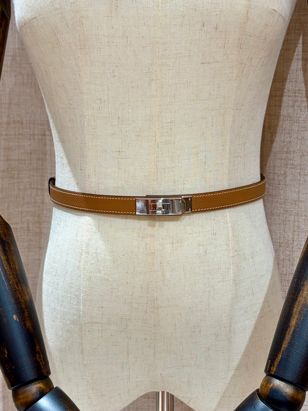 [New] Hermès Kelly Belt Gold Epsom Silver