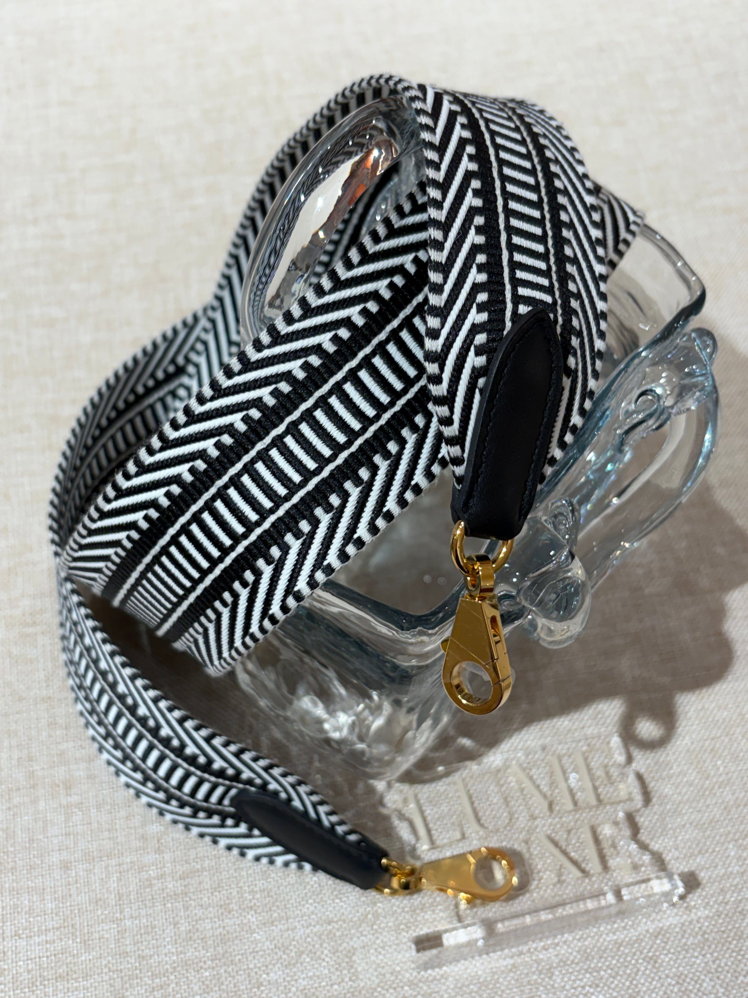 [Unused] Hermès Sangle strap 50mm x 105cm Ecru-Black Gold