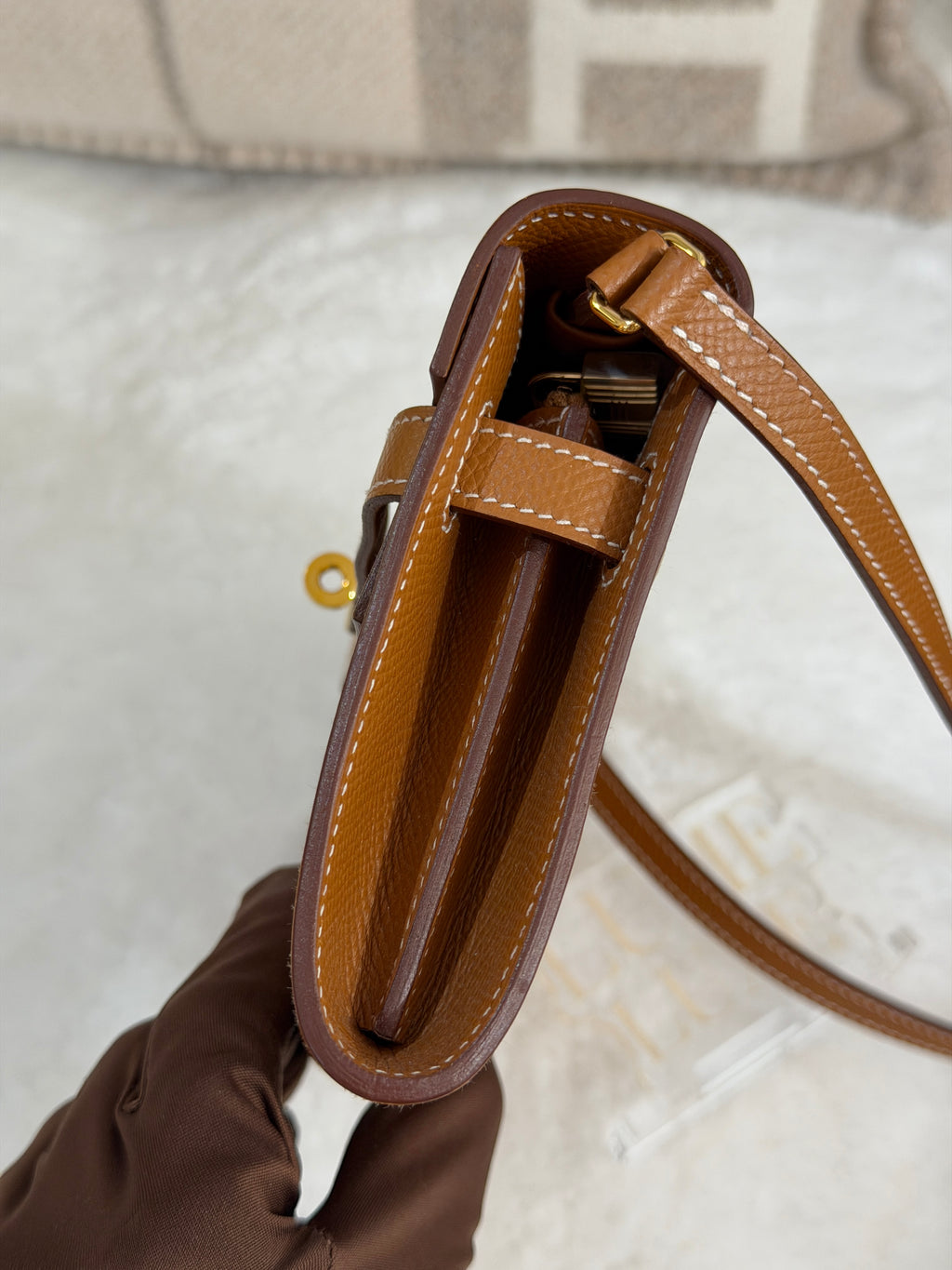 [Preloved] Hermès Kelly To Go Gold Epsom CC