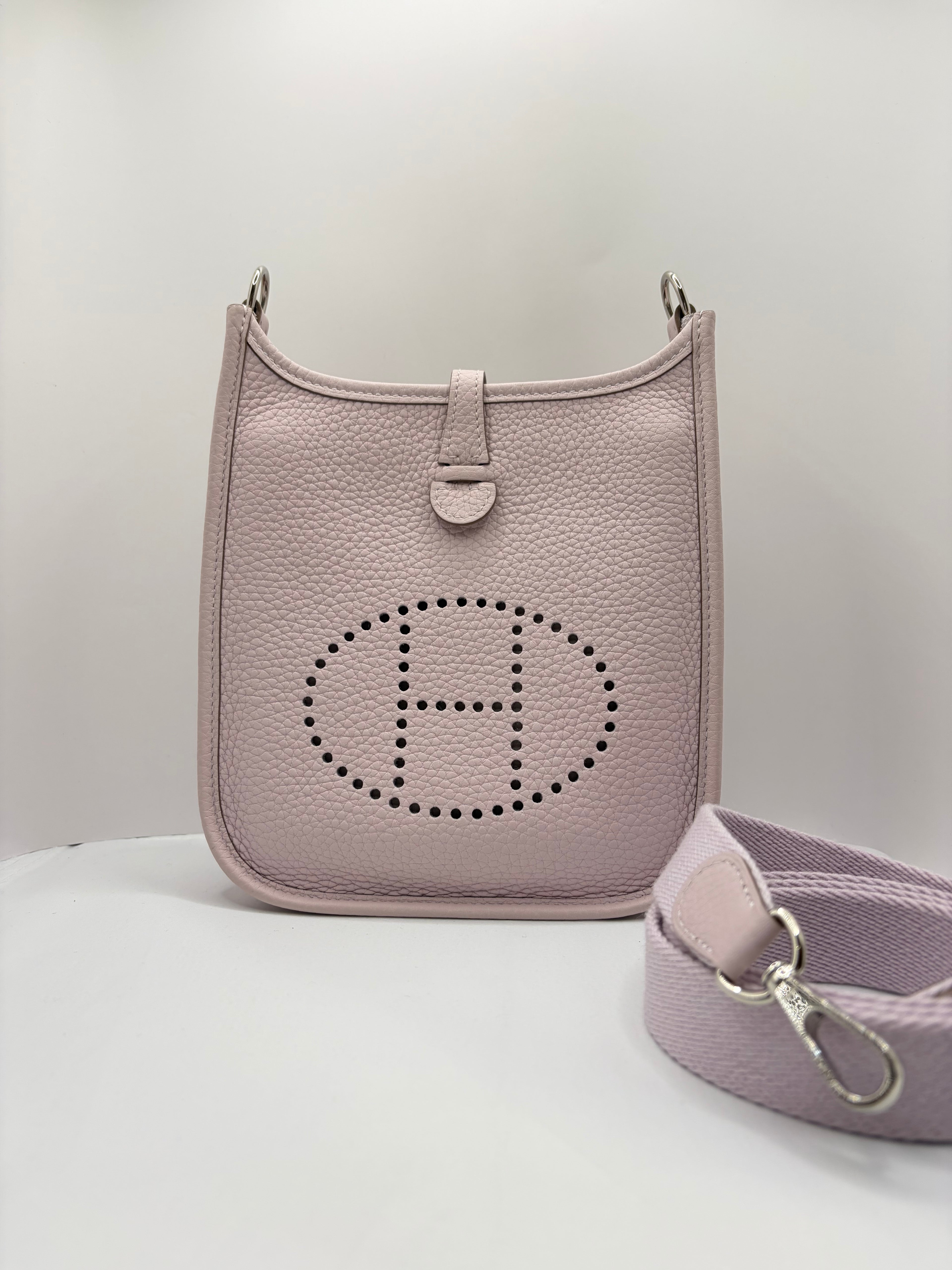 [Preloved] Hermès Mini Evelyne Mauve Pale TC CK