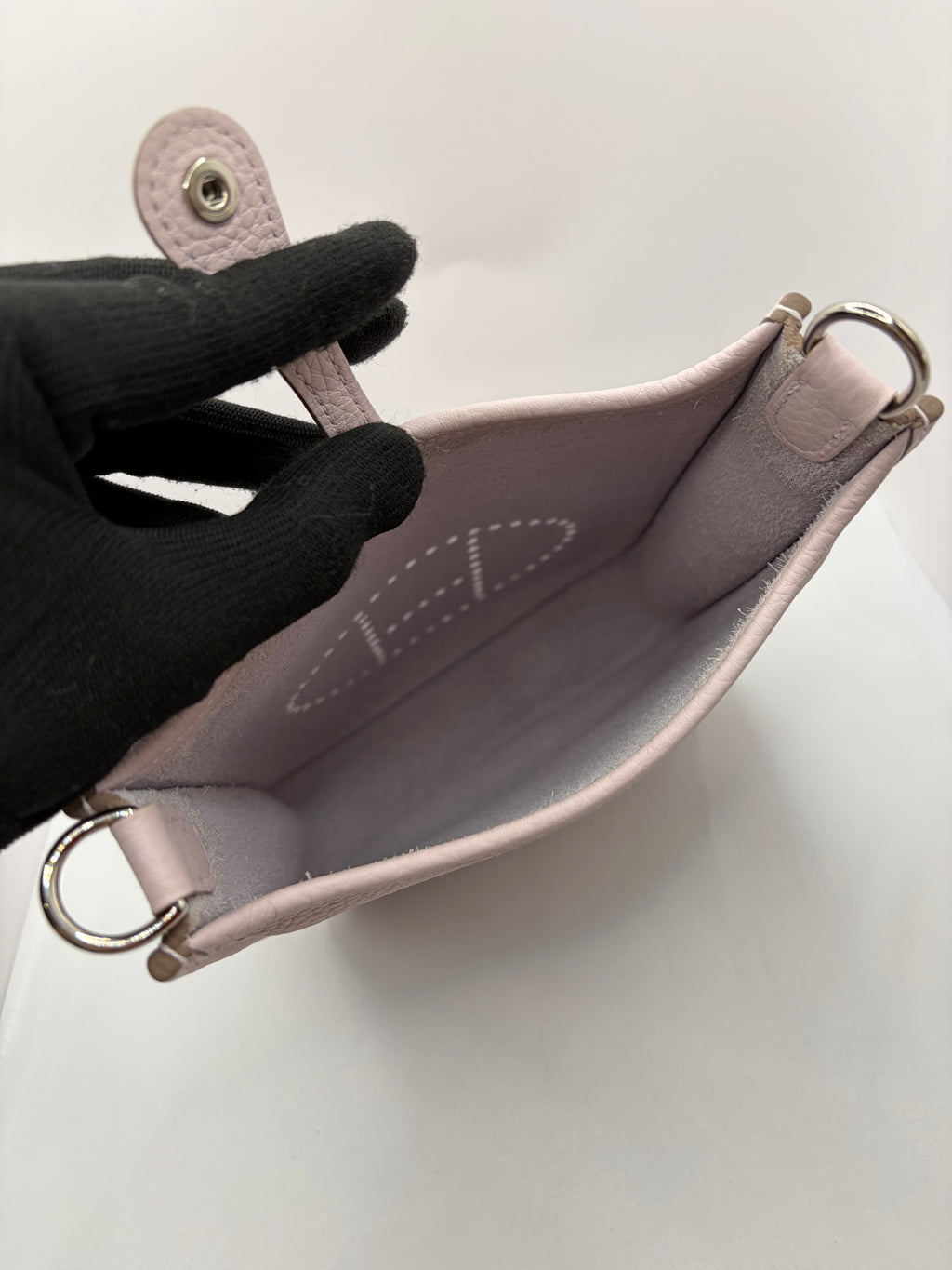 [Preloved] Hermès Mini Evelyne Mauve Pale TC CK