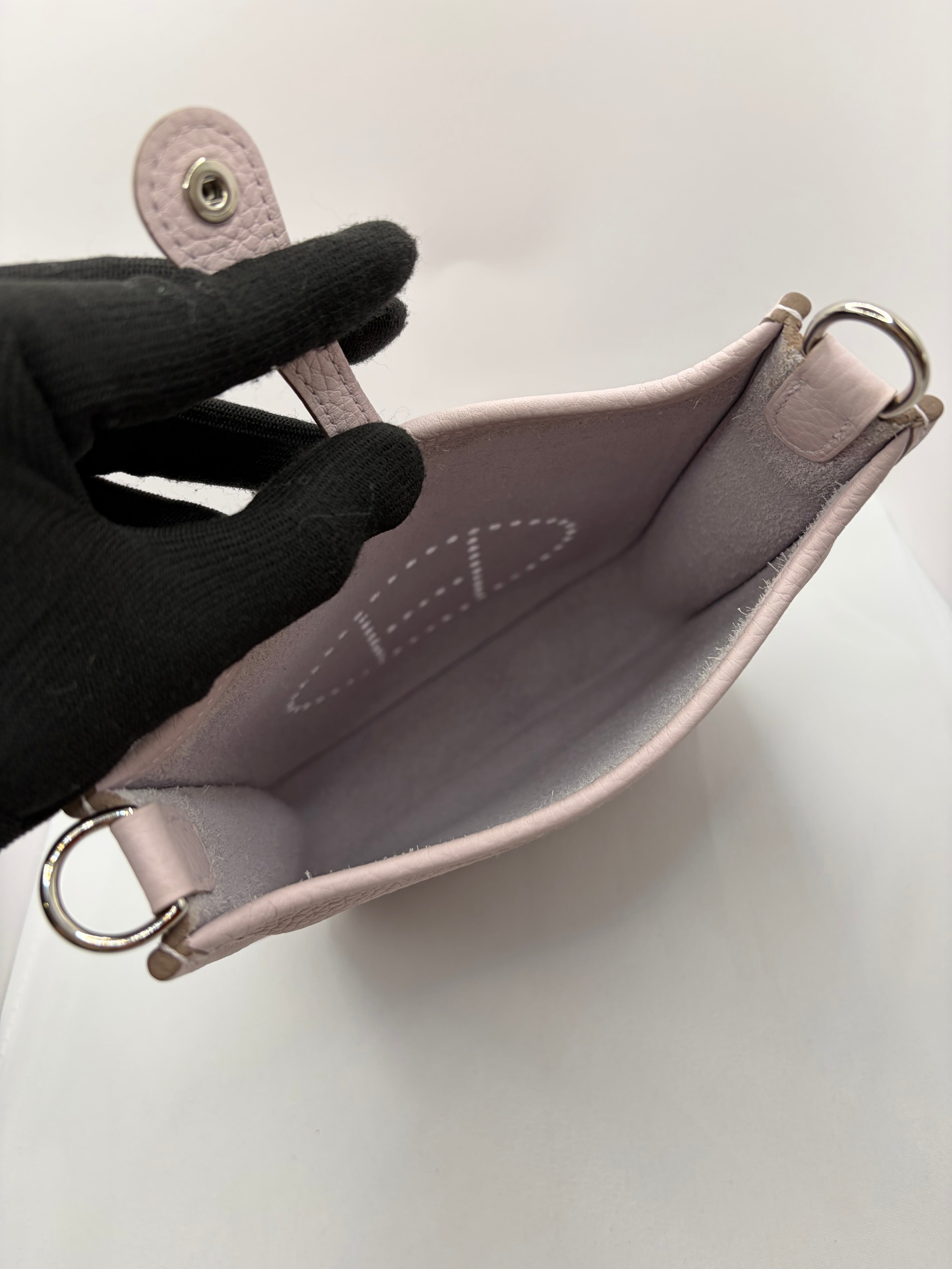 [Preloved] Hermès Mini Evelyne Mauve Pale TC CK