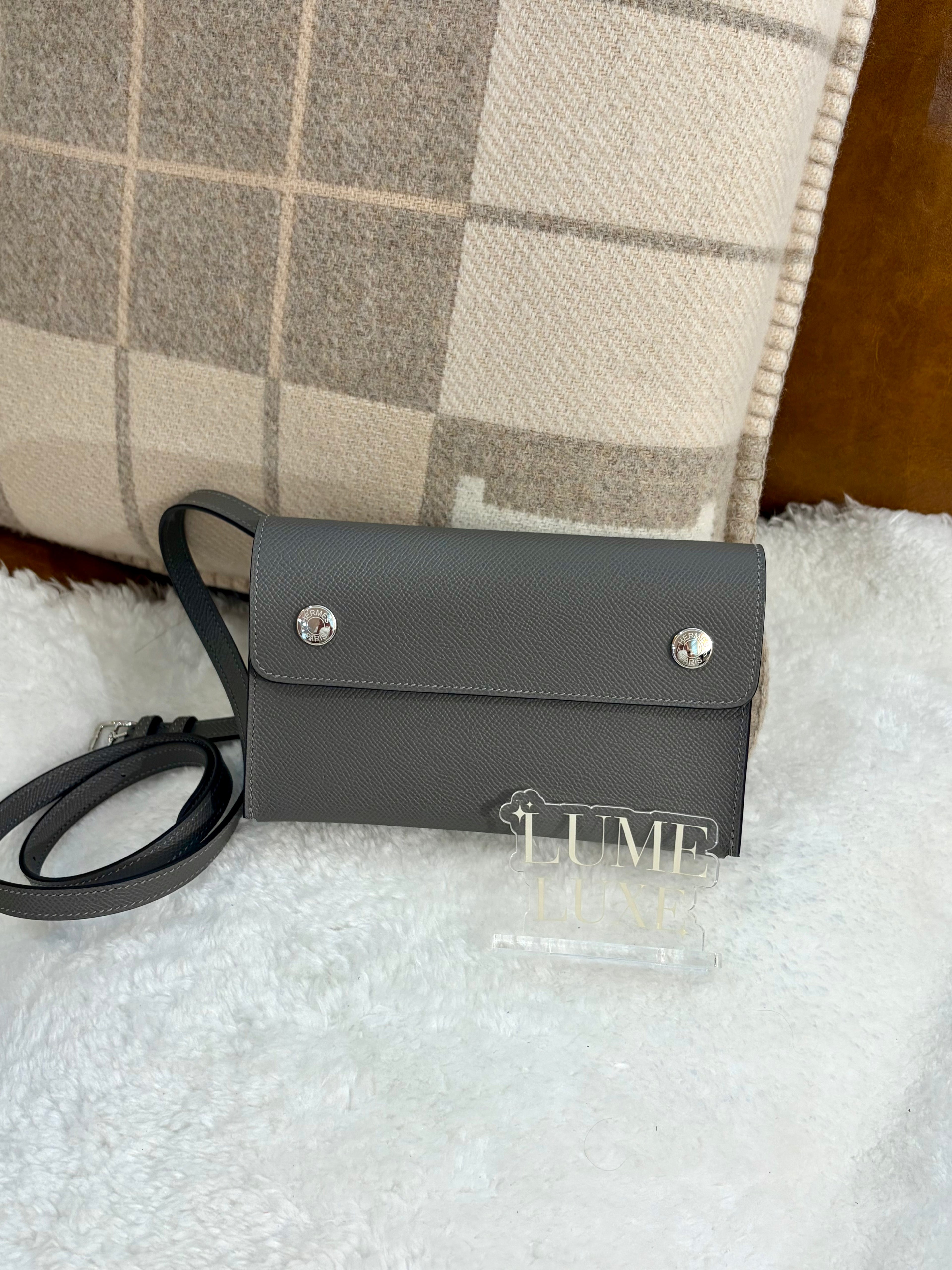 [New] Hermès Snap Wallet Gris Meyer Epsom
