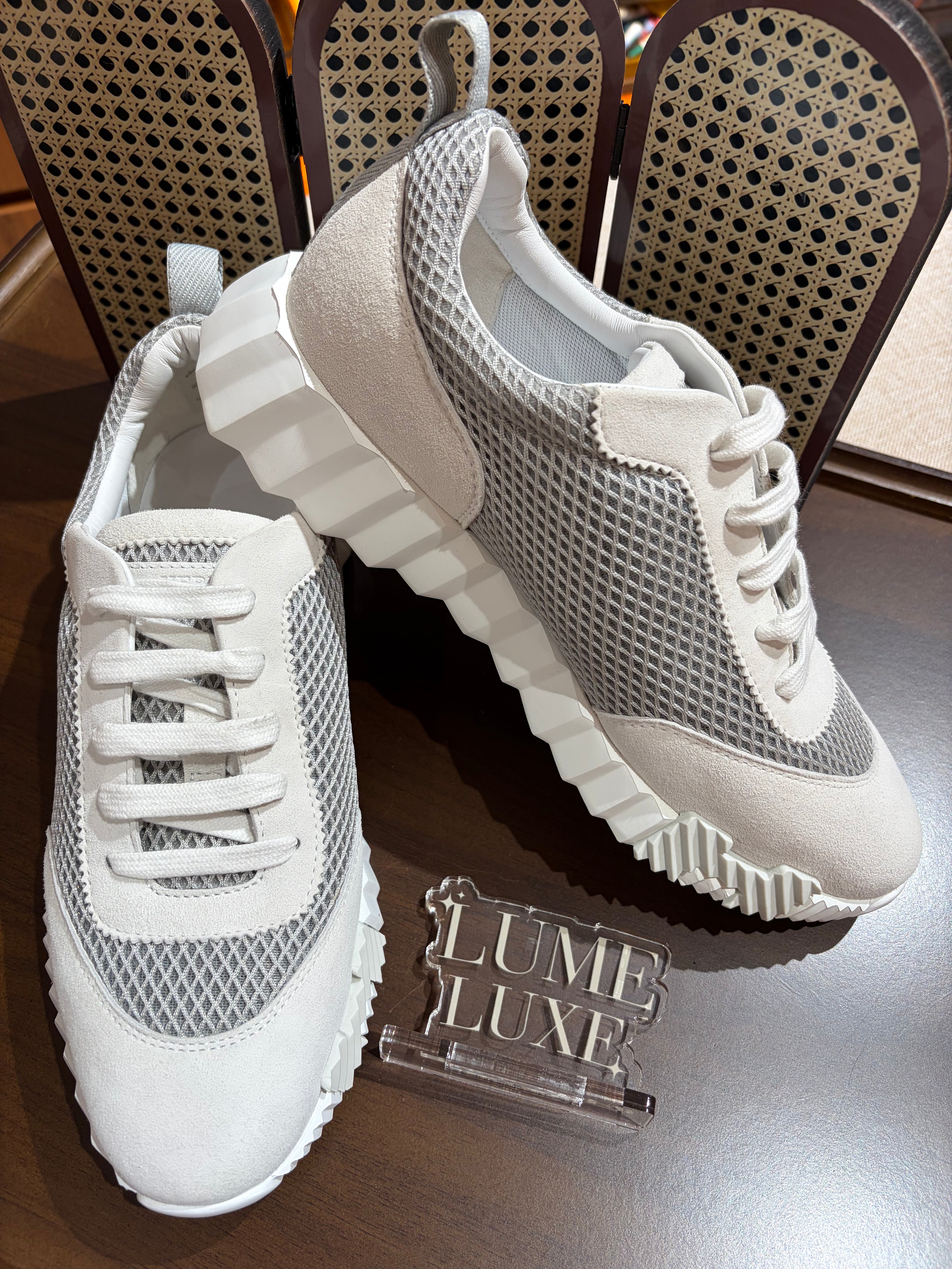 [New] Hermès Bouncing Sneakers Gris Lulea/Blanc 38.5