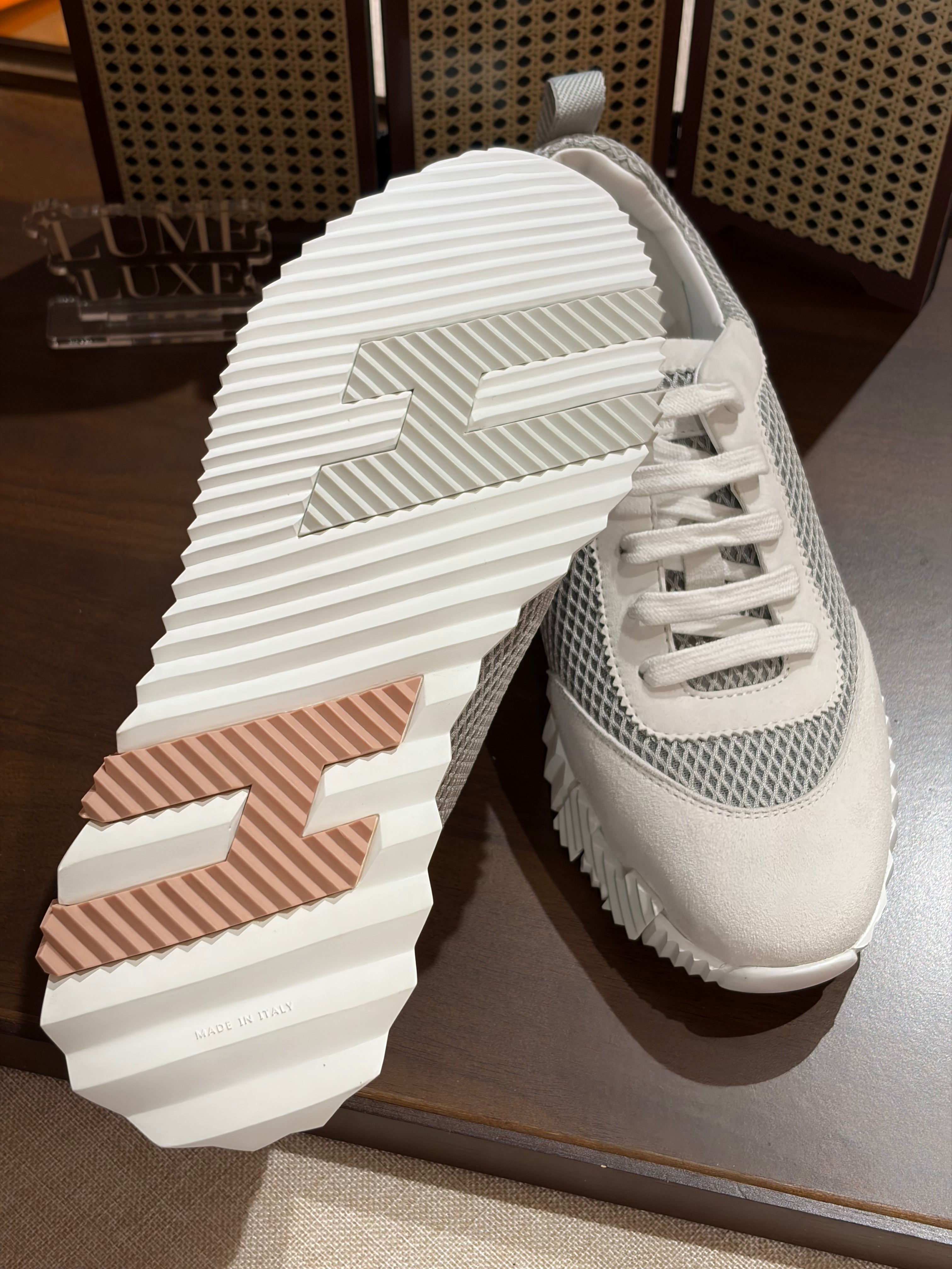 [New] Hermès Bouncing Sneakers Gris Lulea/Blanc 38.5
