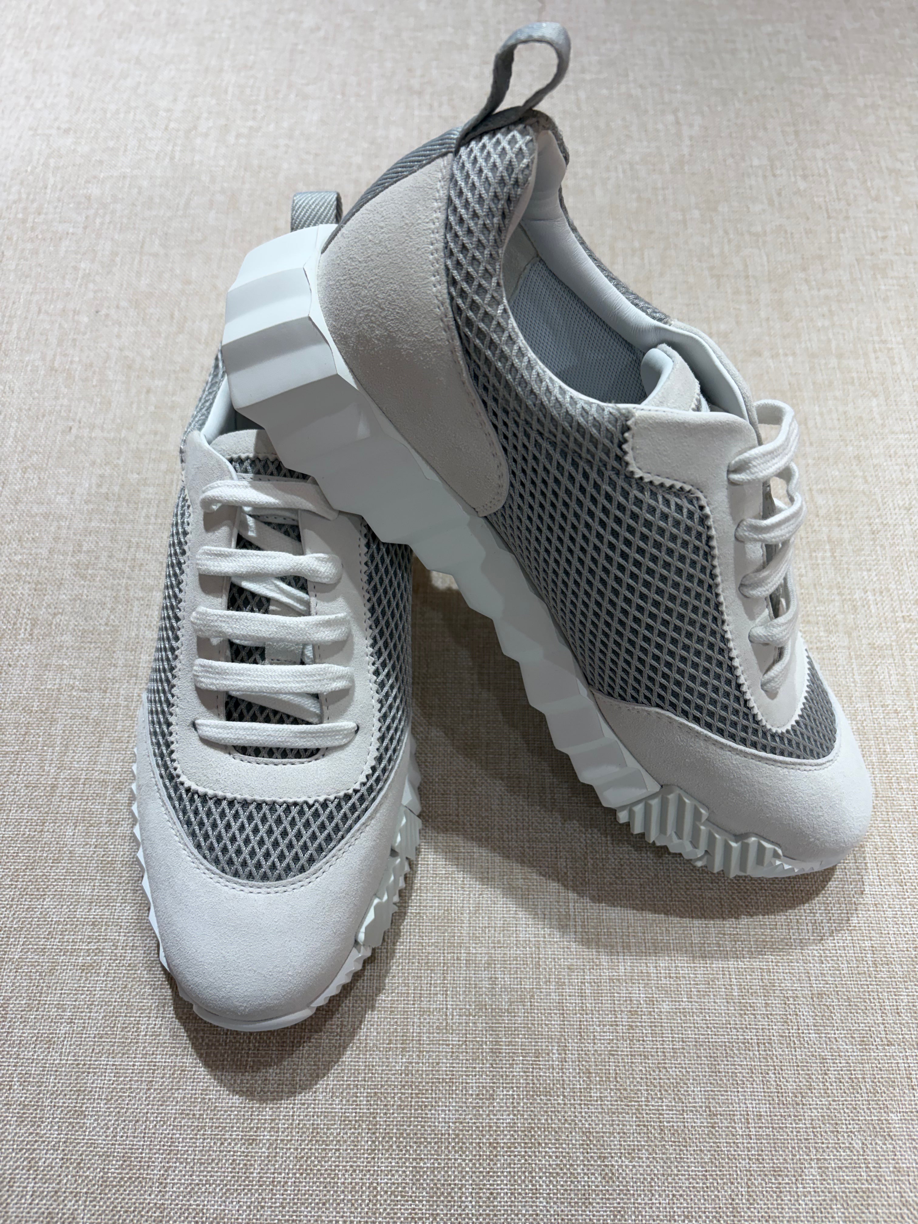 [New] Hermès Bouncing Sneakers Gris Lulea/Blanc 38.5