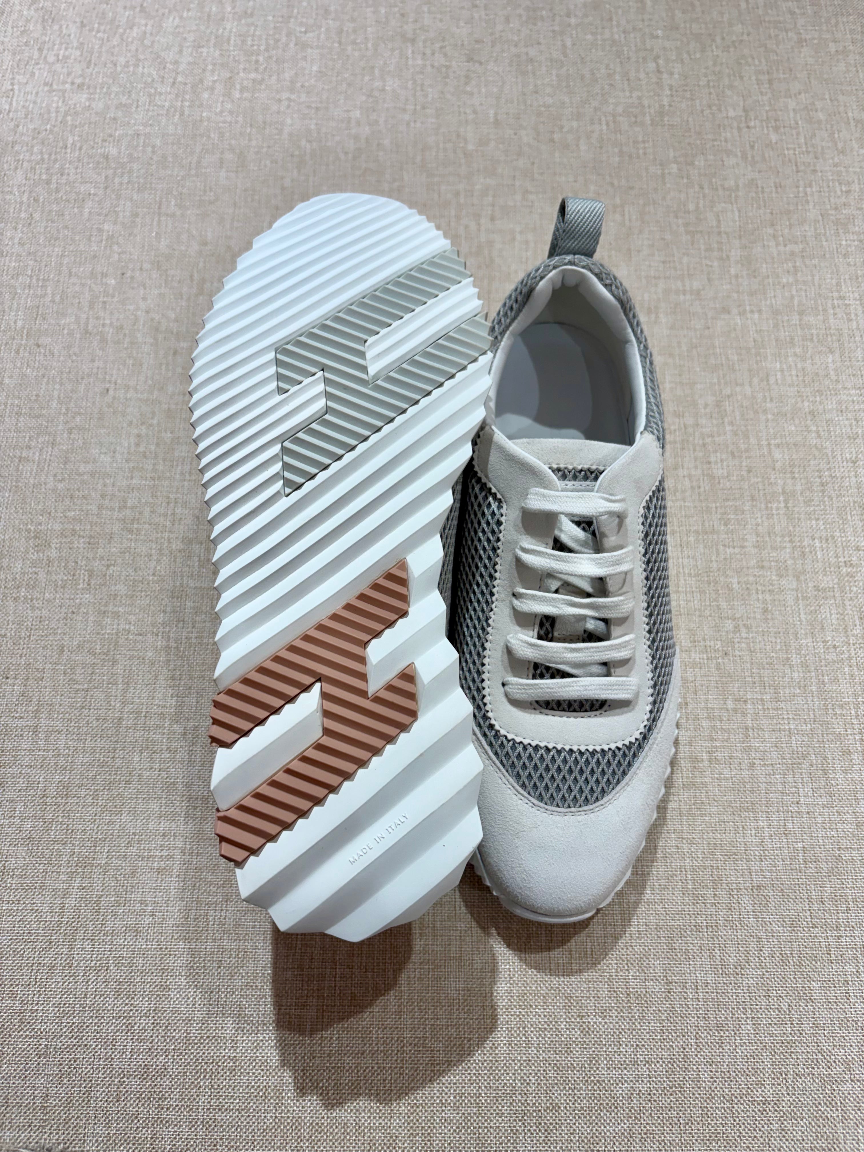 [New] Hermès Bouncing Sneakers Gris Lulea/Blanc 38.5