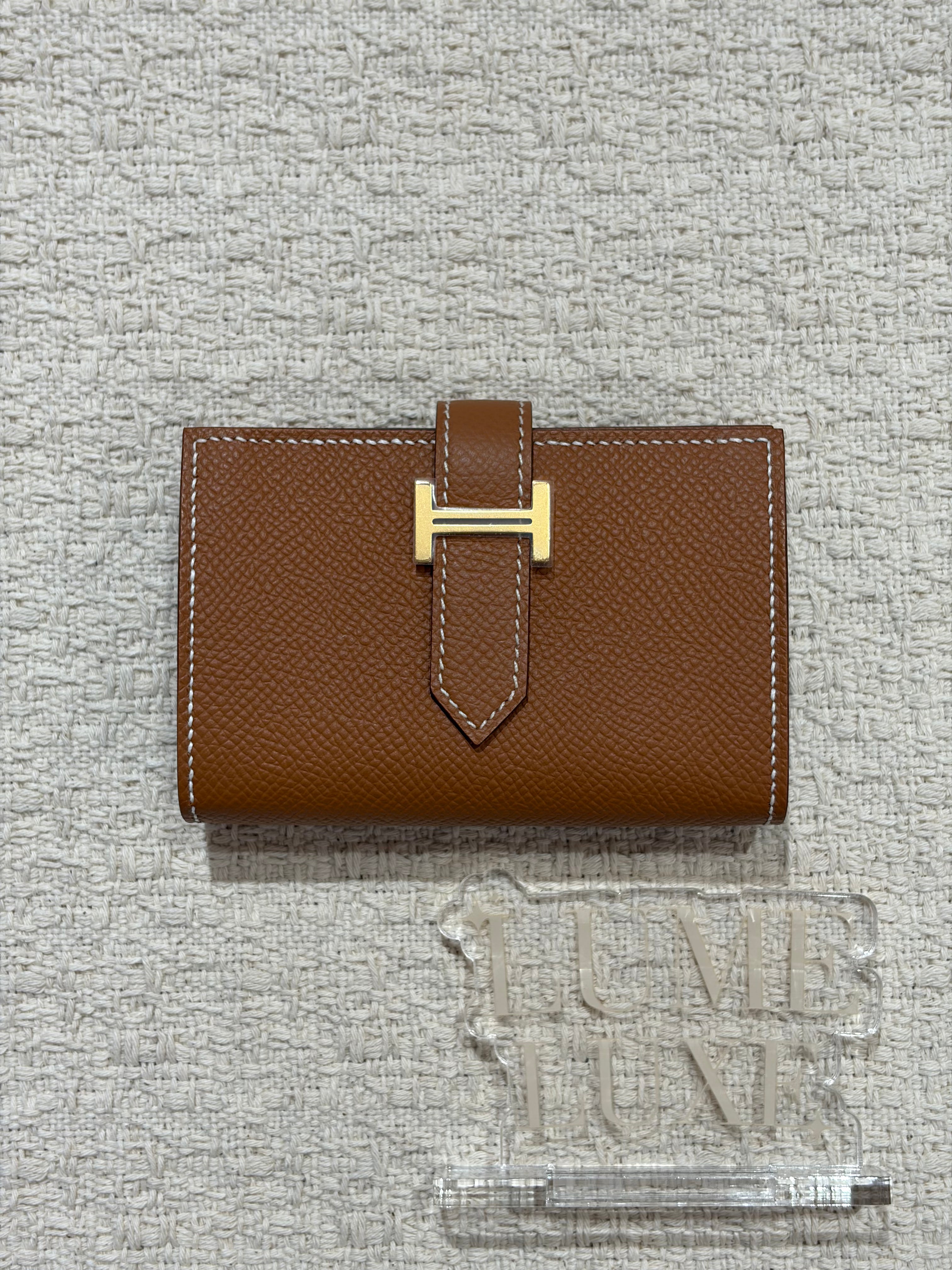 [New] Hermès Bearn Mini Wallet Gold Epsom