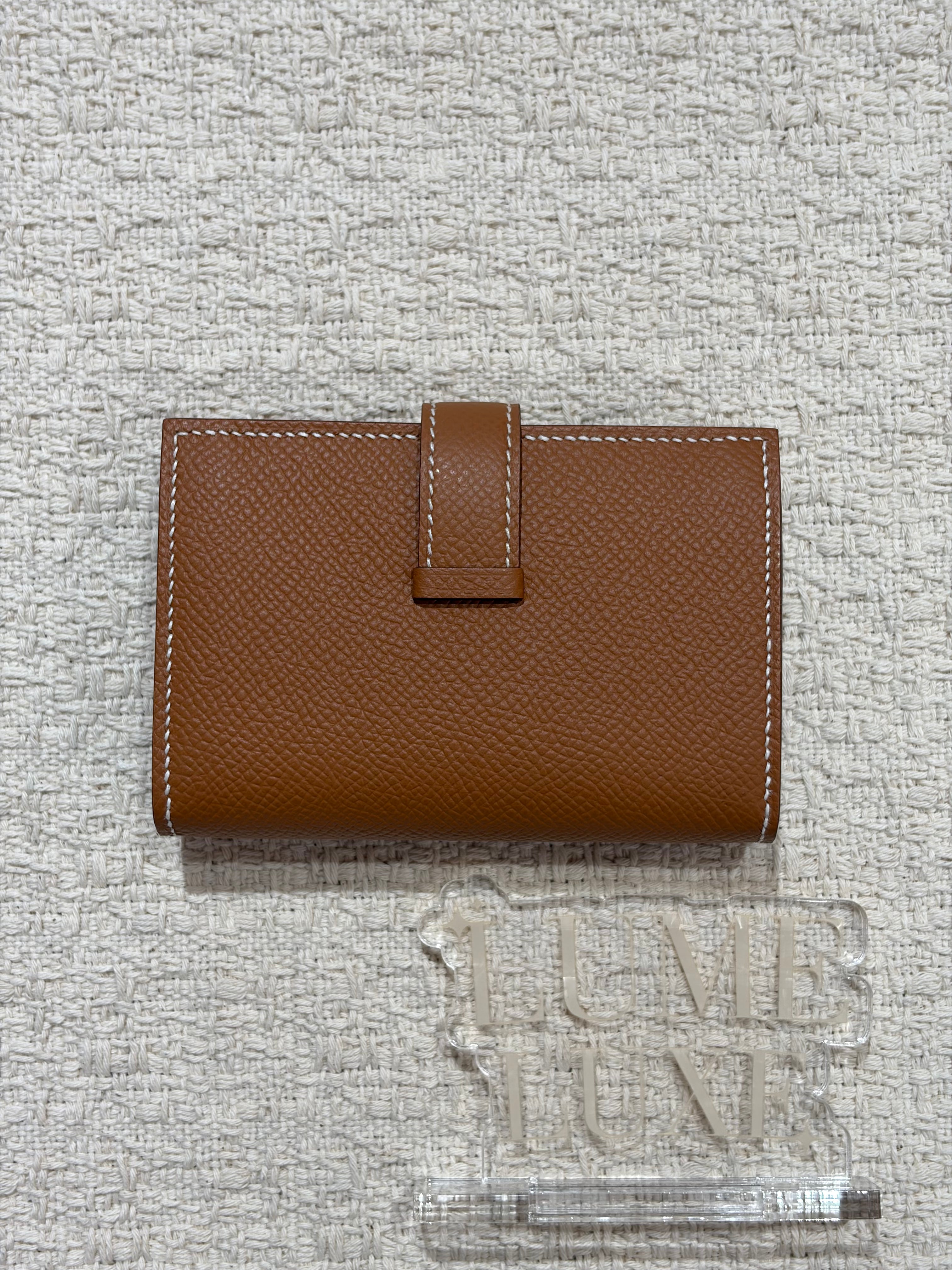 [New] Hermès Bearn Mini Wallet Gold Epsom