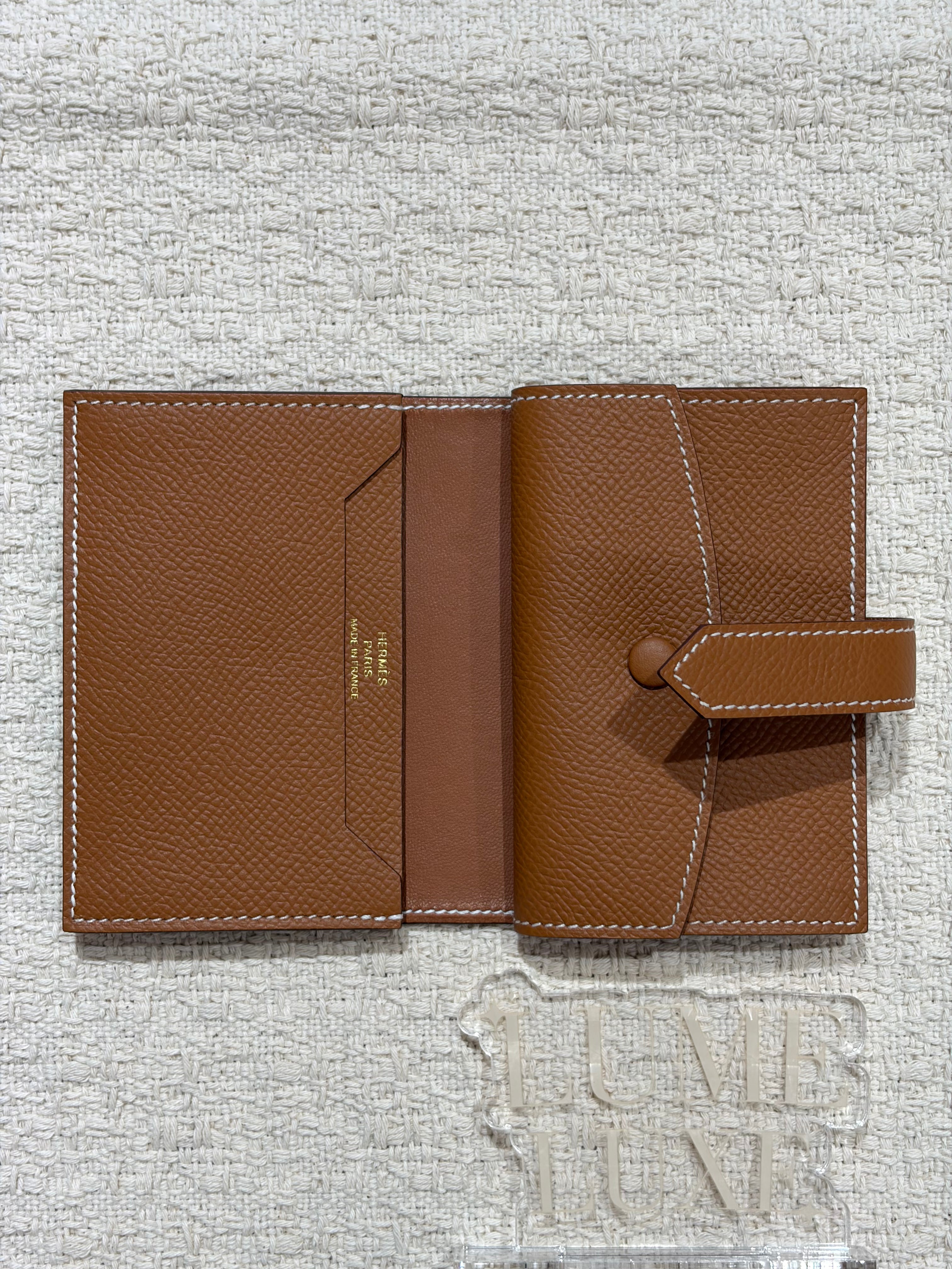 [New] Hermès Bearn Mini Wallet Gold Epsom