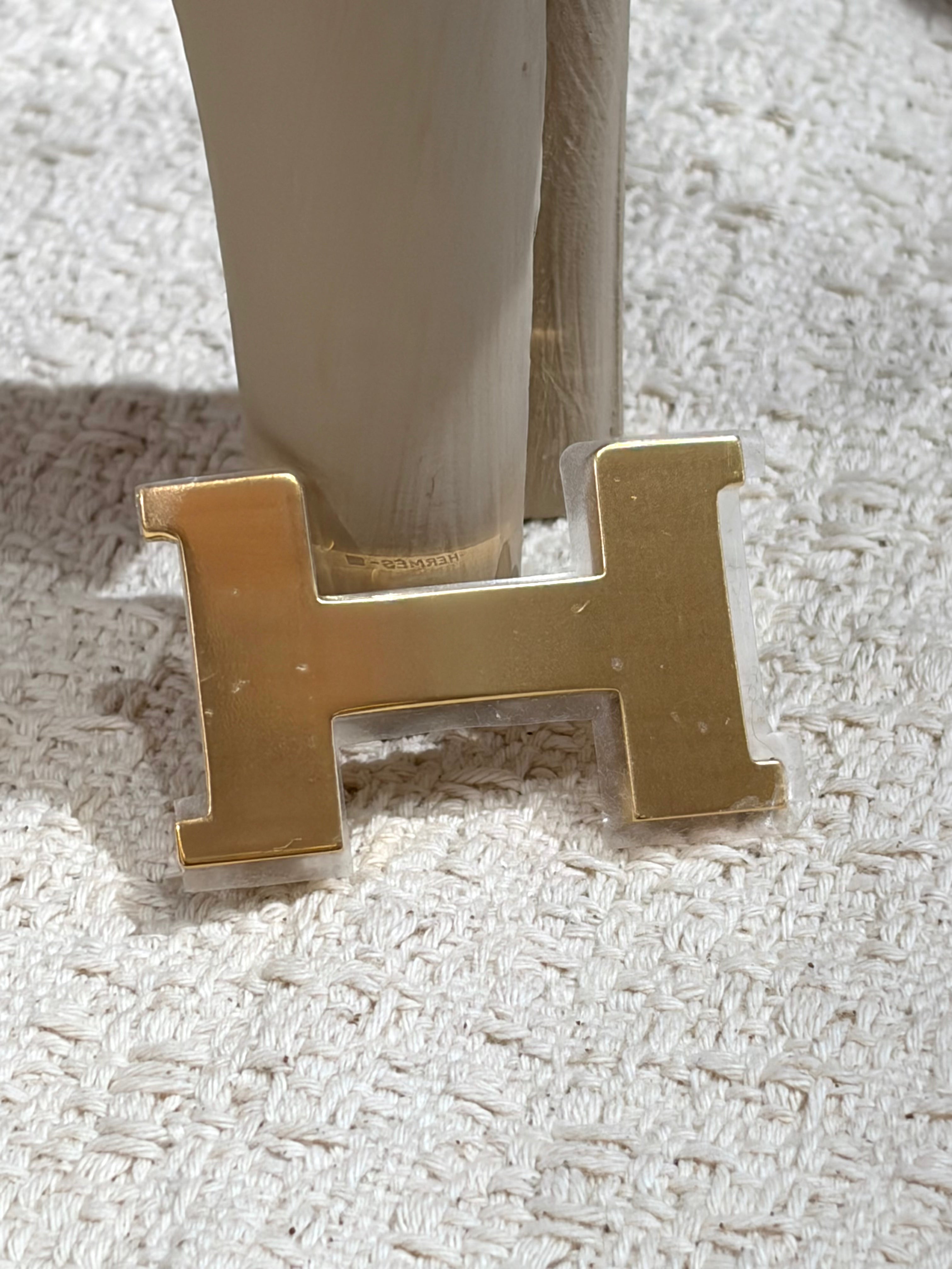 [New] Hermès 24mm H Reversible Belt Black/ Gold Swift/Epsom 90 Gold Buckle