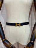 [New] Hermès 24mm H Reversible Belt Black/ Gold Swift/Epsom 90 Gold Buckle
