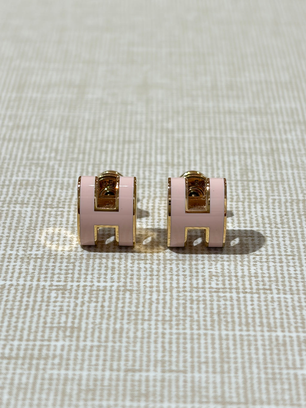 [Preloved] Hermès Mini Pop H Earrings Rose Dragee Rosegold