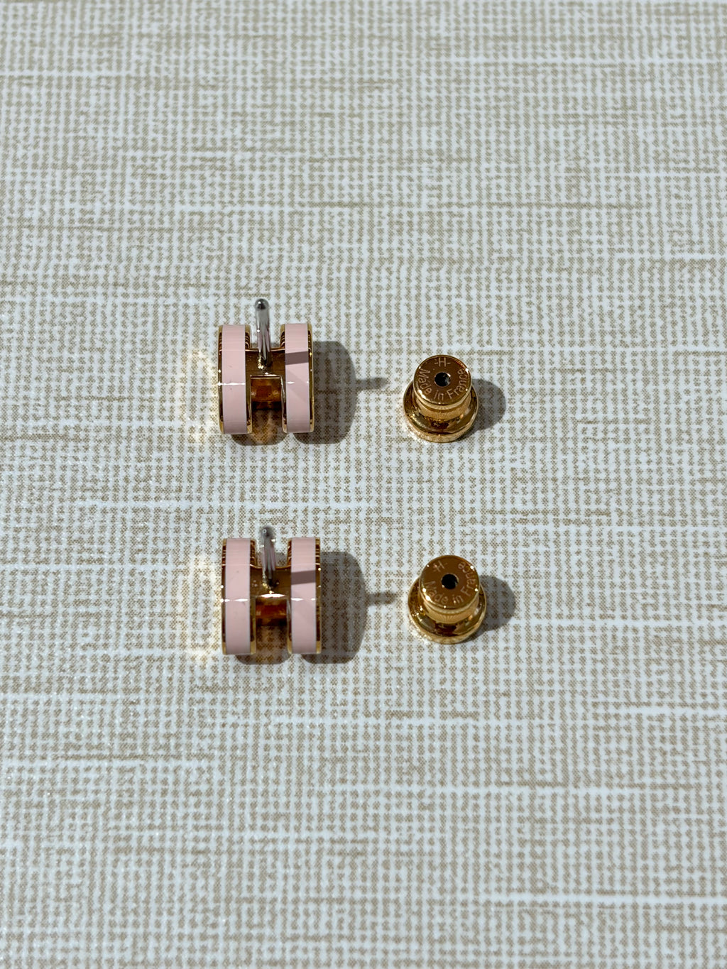 [Preloved] Hermès Mini Pop H Earrings Rose Dragee Rosegold