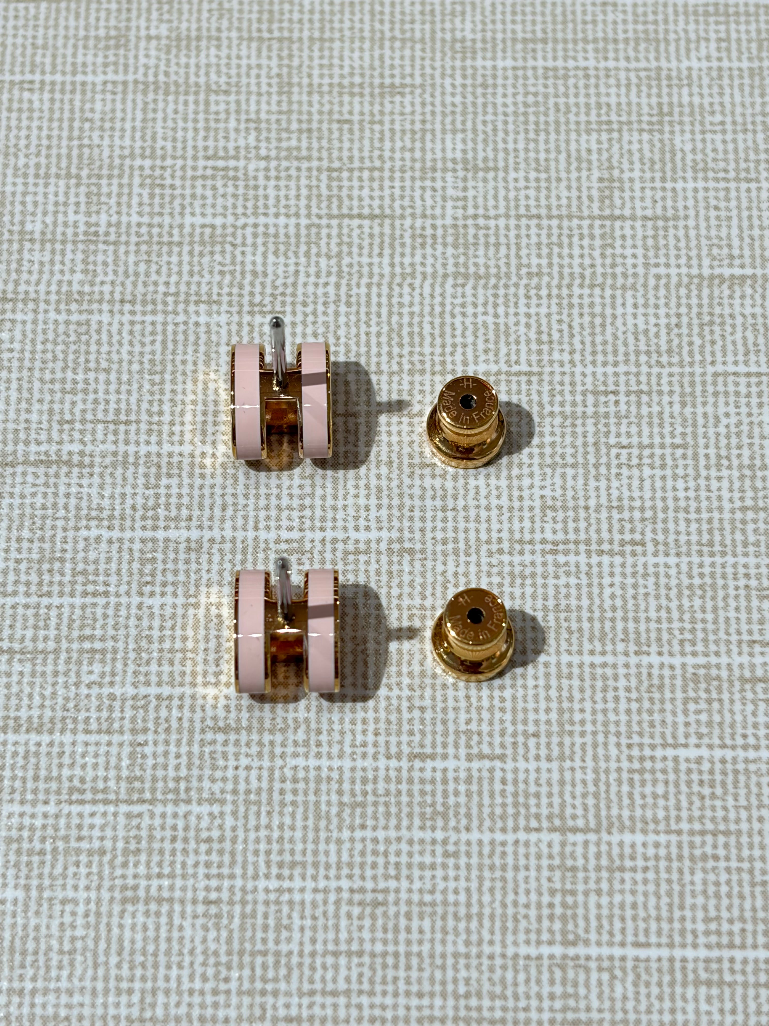 [Preloved] Hermès Mini Pop H Earrings Rose Dragee Rosegold