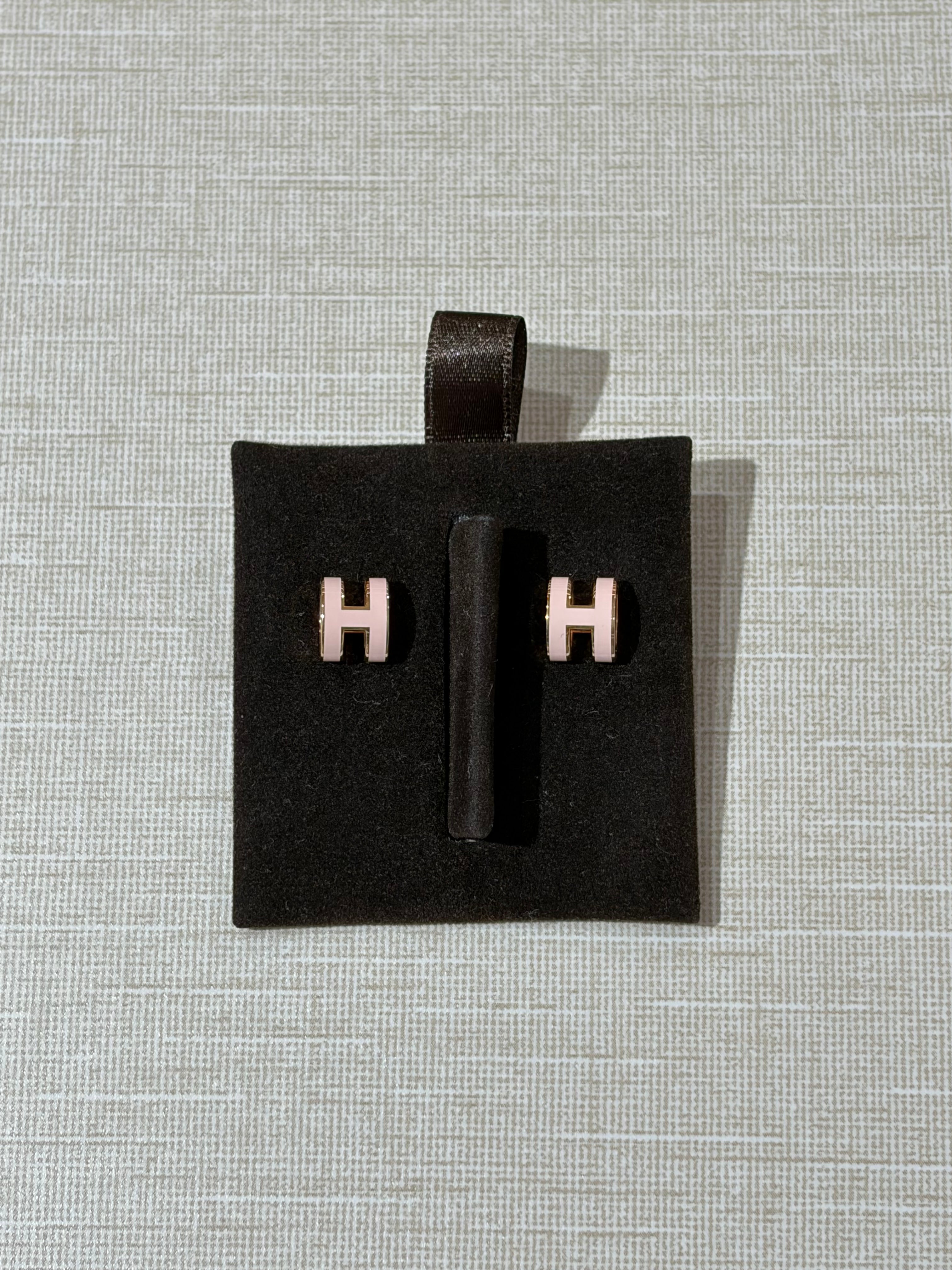 [Preloved] Hermès Mini Pop H Earrings Rose Dragee Rosegold