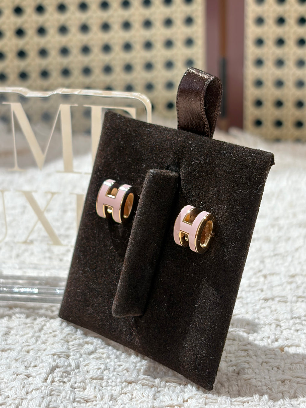 [Preloved] Hermès Mini Pop H Earrings Rose Dragee Rosegold