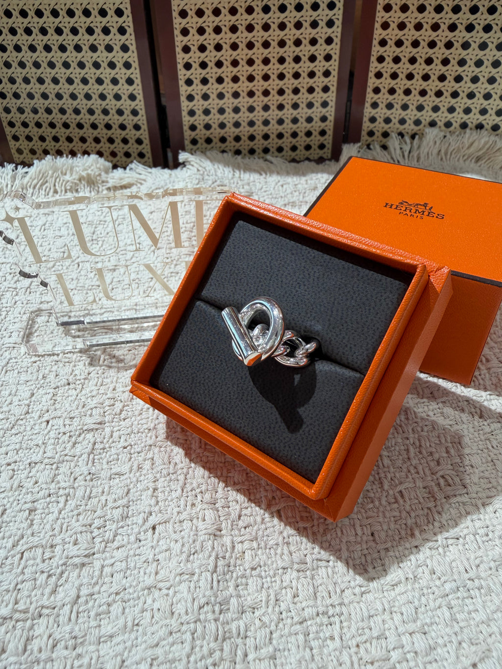 [Preloved] Hermès Croisette Ring PM Silver 52